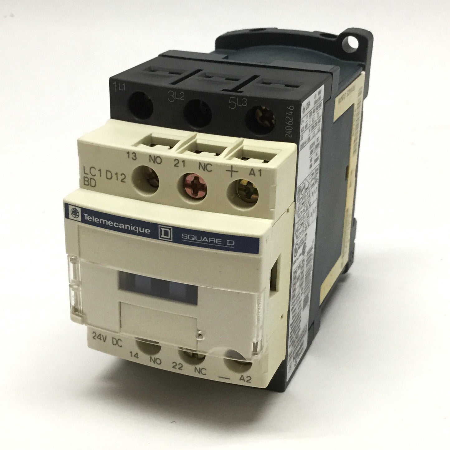 Used Telemecanique LC1D12 BD TeSys 25A Contactor 3-Pole, 24VDC Coil w/LAD4TBDL Diode