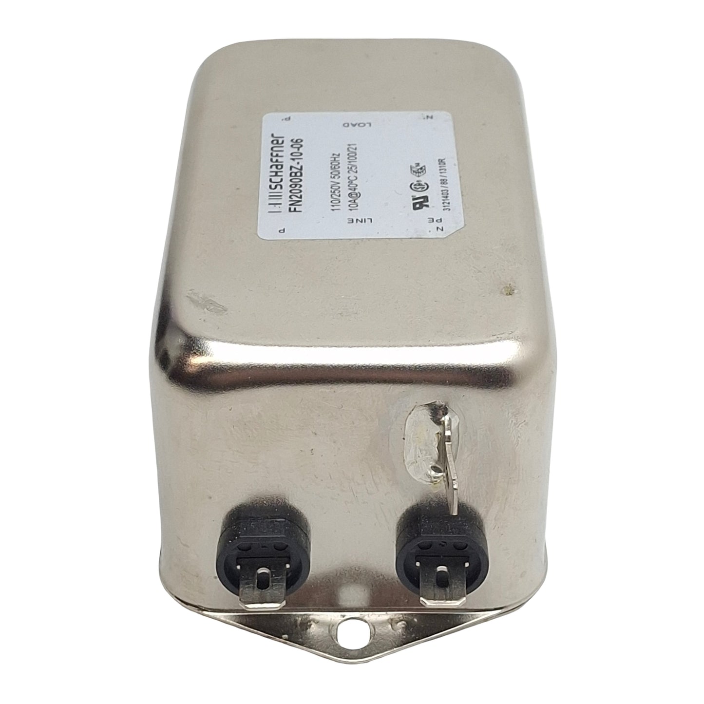 Used Schaffner FN2090BZ-10-06 Power Line Filter, 1-Phase, 10A 110/250VAC, Spade 0.25"