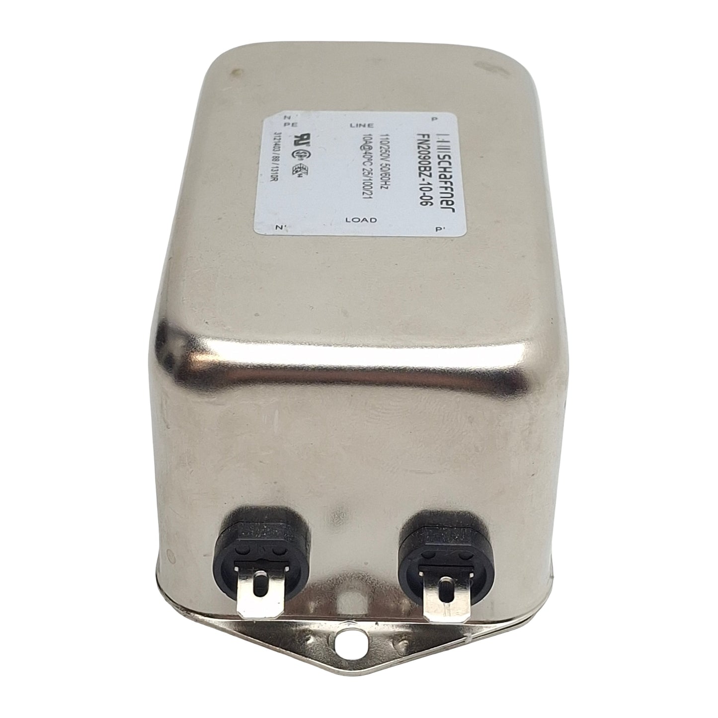Used Schaffner FN2090BZ-10-06 Power Line Filter, 1-Phase, 10A 110/250VAC, Spade 0.25"