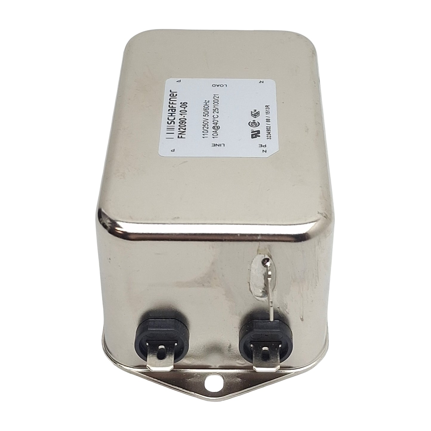 Used Schaffner FN2090-10-06 Power Line Filter, 1-Phase, 10A, 110/250VAC, Spade 0.25in
