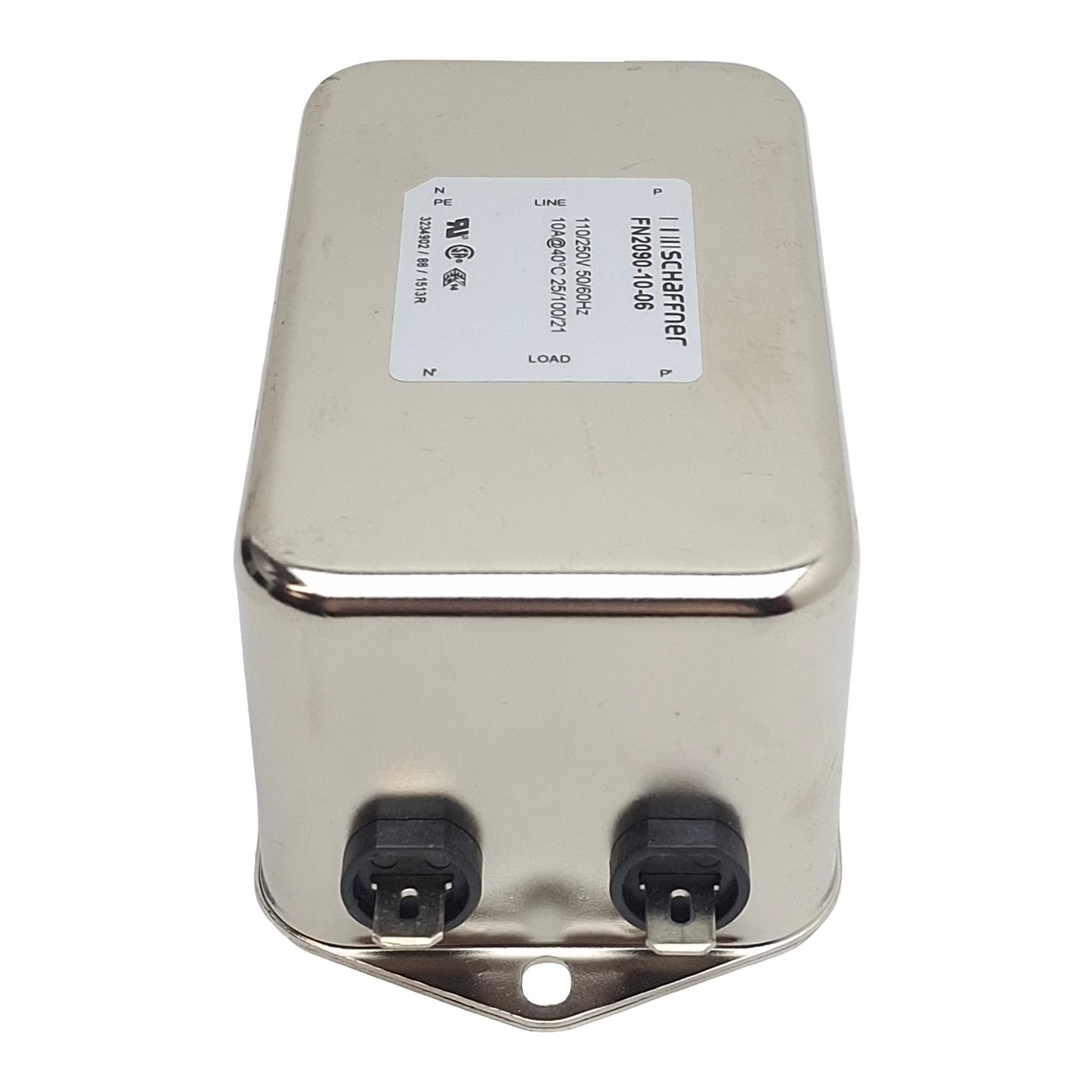 Used Schaffner FN2090-10-06 Power Line Filter, 1-Phase, 10A, 110/250VAC, Spade 0.25in