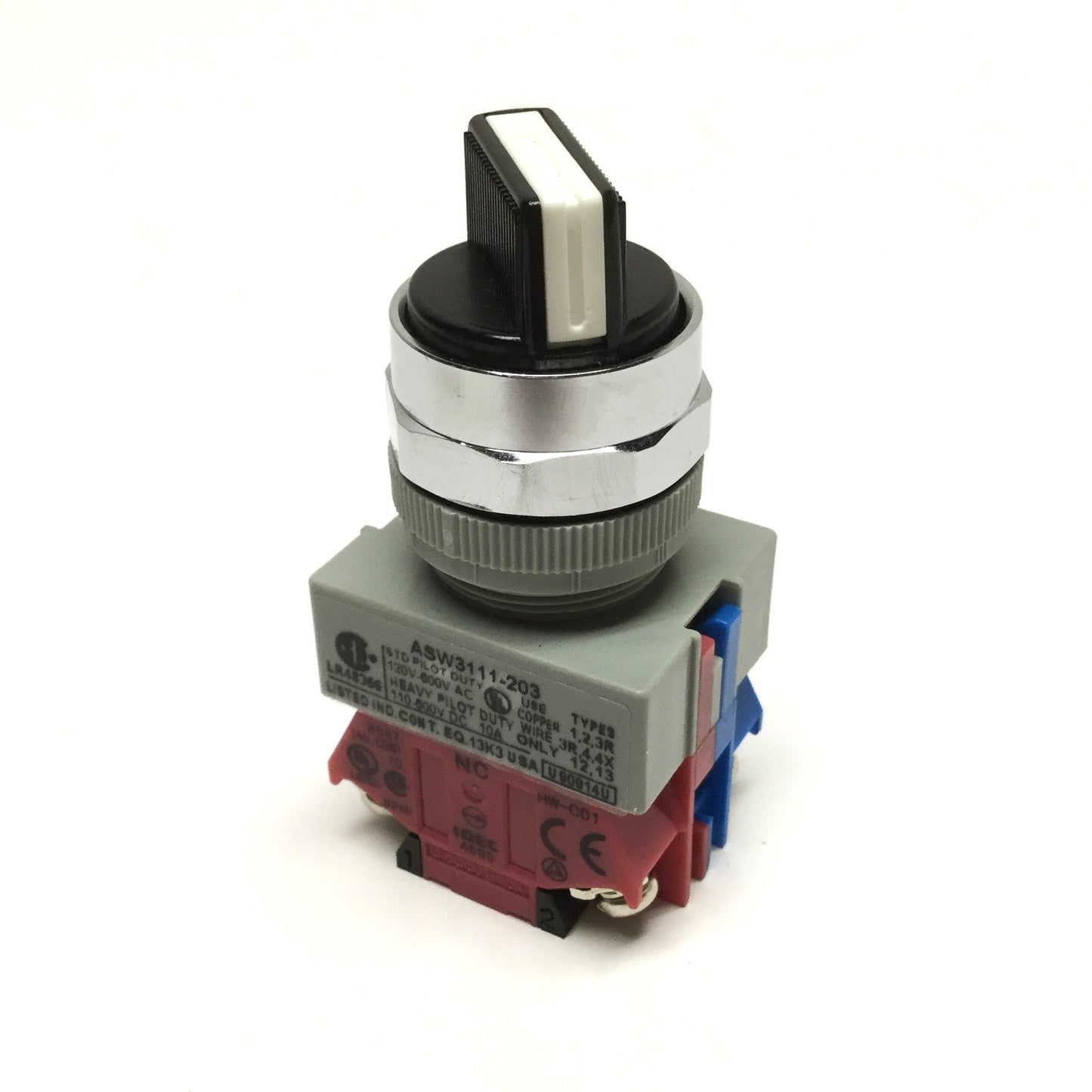 Used IDEC ASW3111-203 22mm Selector Switch, 3-Position, 1NO-1NC, Spring Return-Right