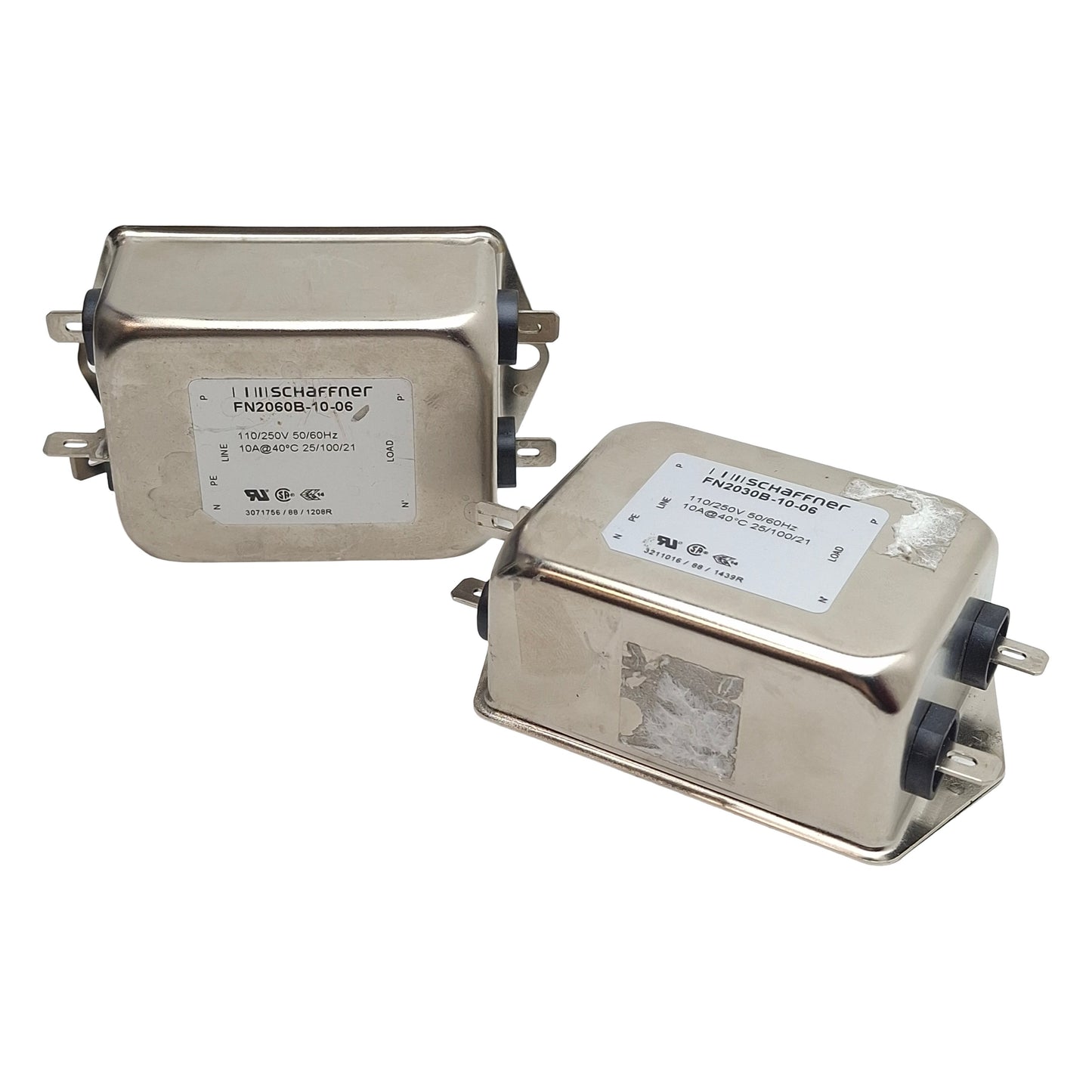 Used Lot of 2 Schaffner FN2030B-10-06 Power Line Filter, 1-Phase, 10A, 110/250VAC