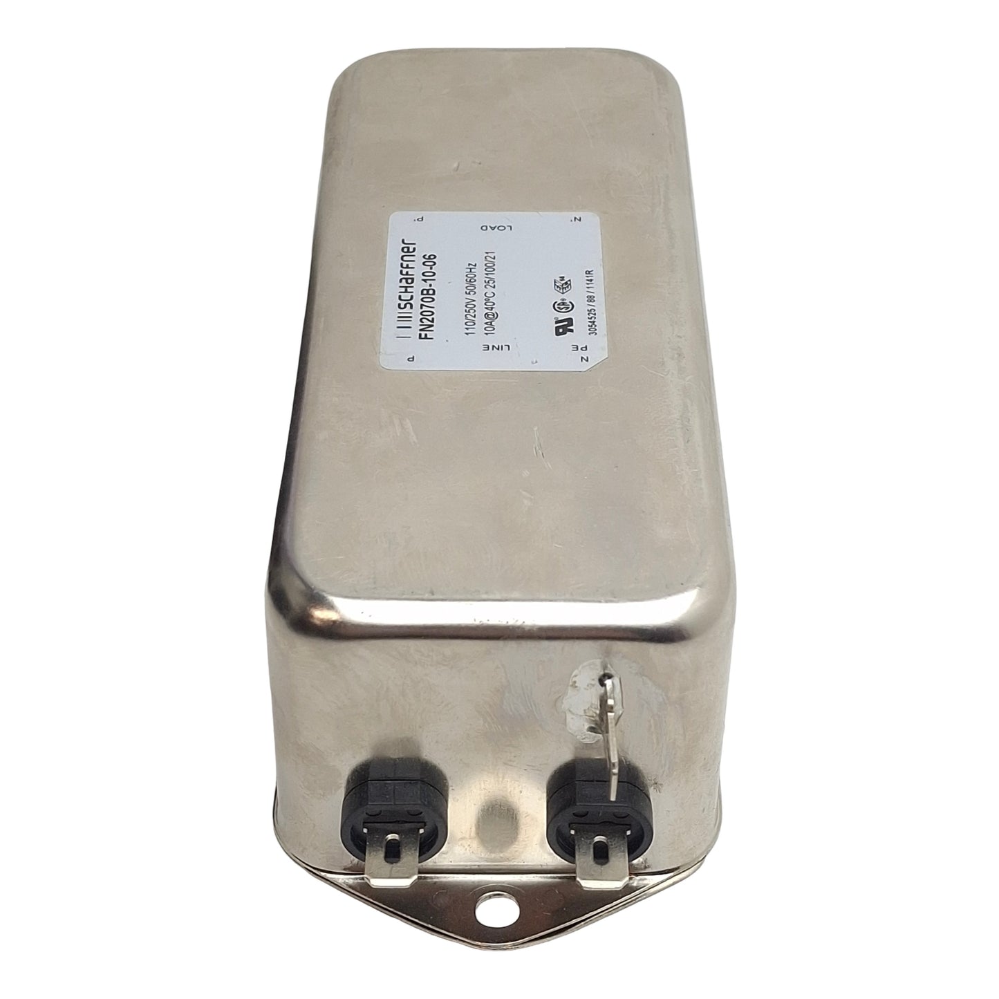 Used Schaffner FN2070B-10-06 Power Line Filter, 1-Phase, 10A, 110/250VAC, Spade 0.25"