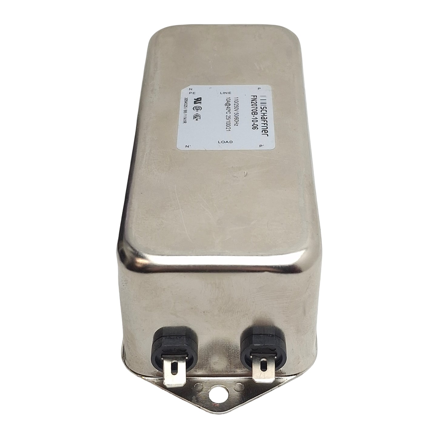 Used Schaffner FN2070B-10-06 Power Line Filter, 1-Phase, 10A, 110/250VAC, Spade 0.25"