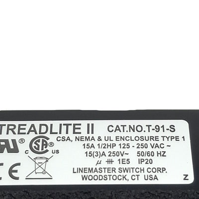 New Linemaster T-91-S Treadlite II Momentary Foot Pedal Switch 15A 125-250VAC, 1/2HP