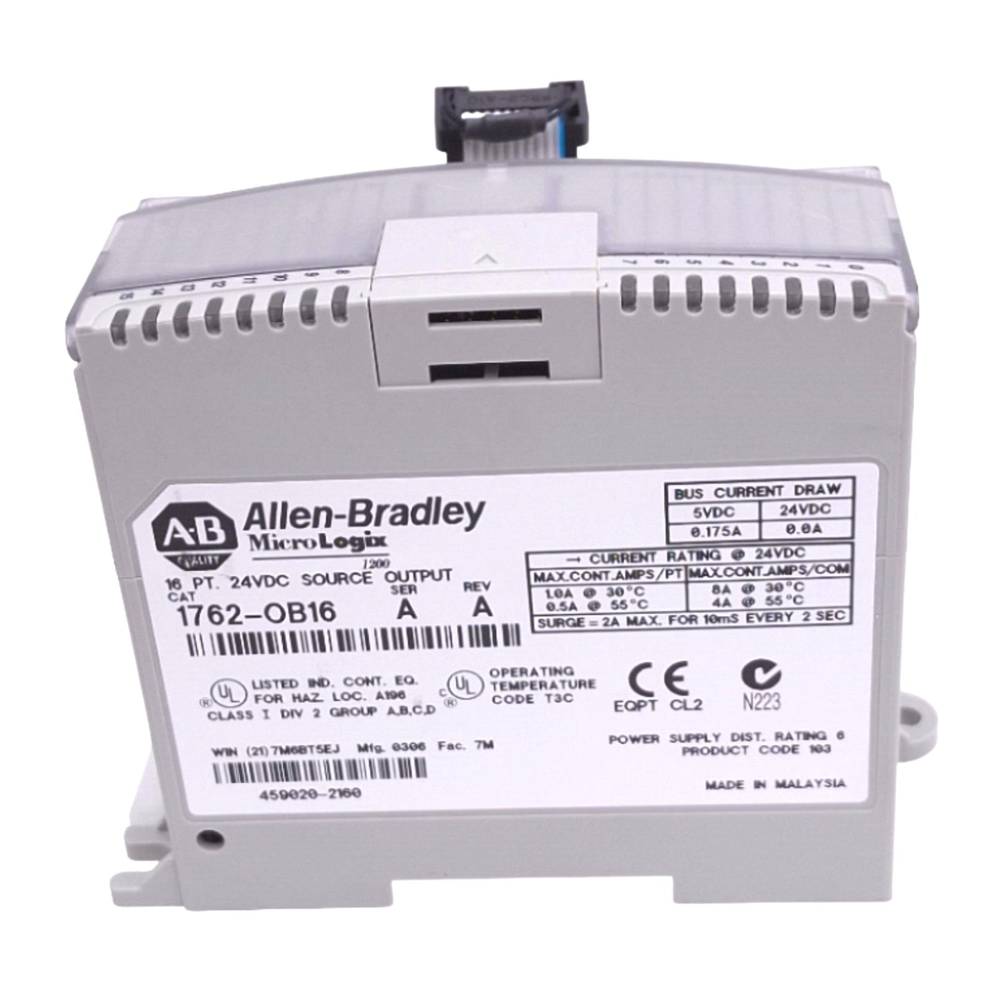 Used Allen Bradley 1762-OB16 MicroLogix1200 DC Output Module, 16-Point, 24VDC Max