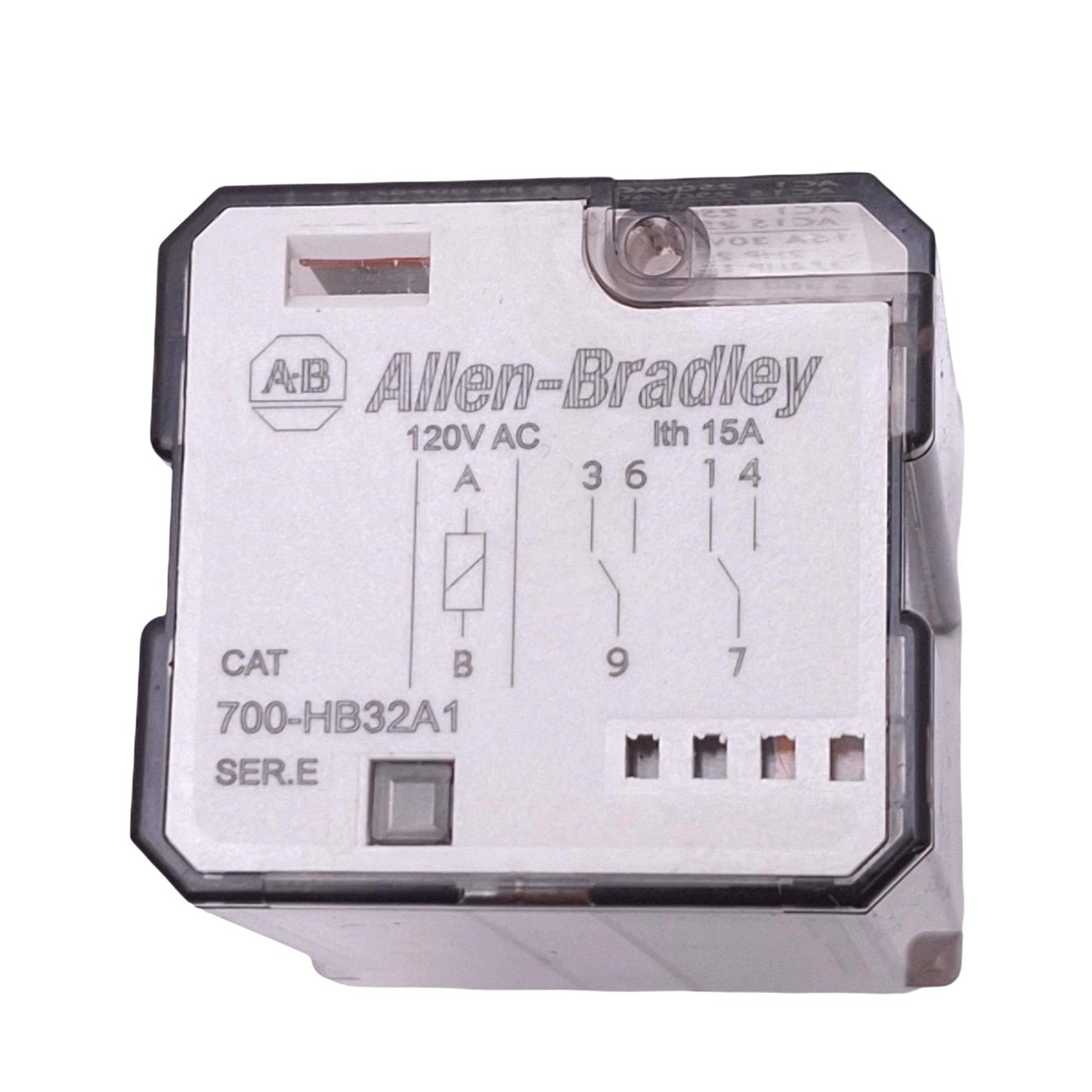 Used Allen Bradley 700-HB32A1 Relay, DPDT 8-Pin, 15A 30VDC Max, 120VAC Coil