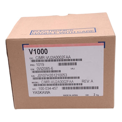 New Yaskawa CIMR-VU2A0002FAA Variable Frequency Drive, 3ph 0-240VAC 0-400Hz, 1/4HP