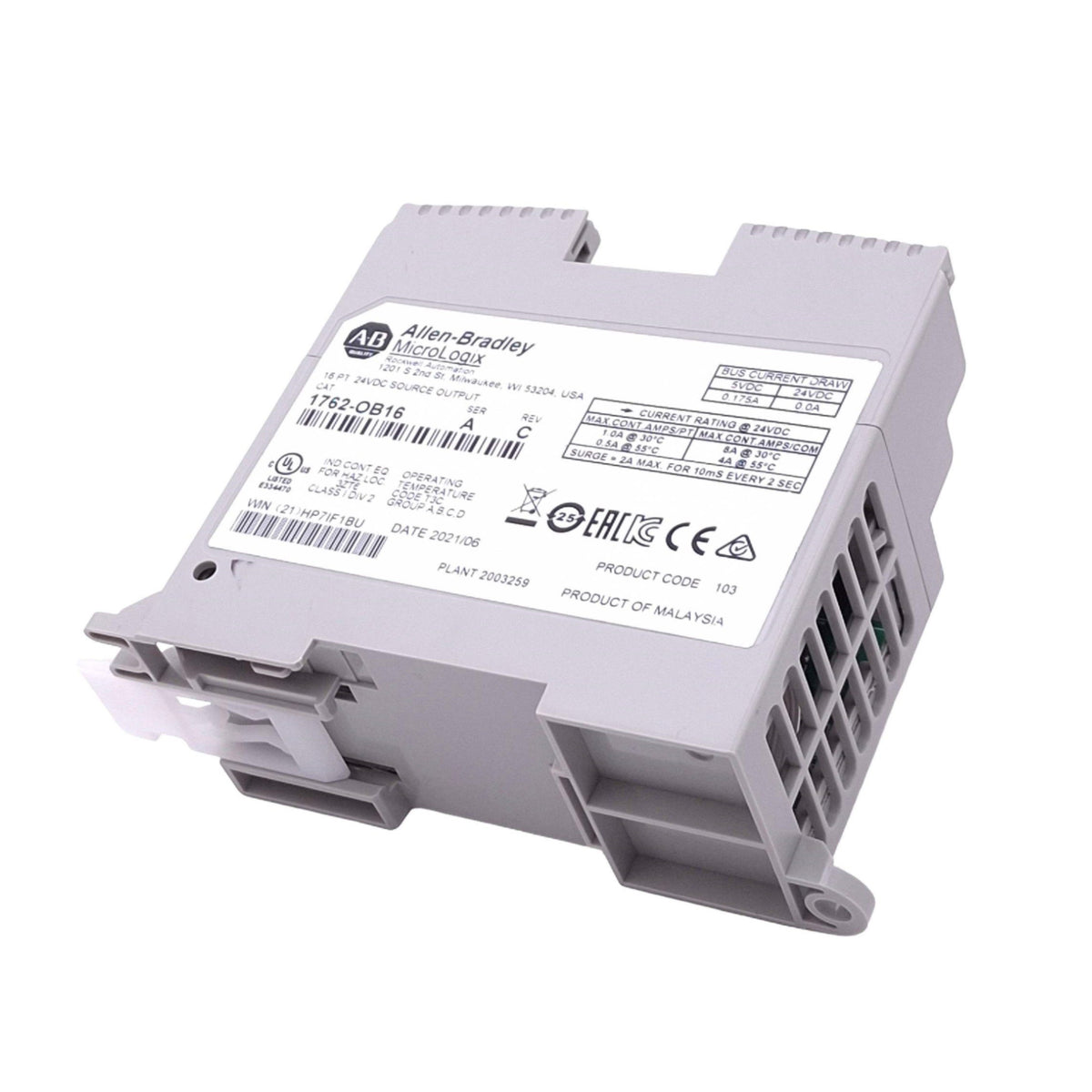 Used Allen Bradley 1762-OB16 MicroLogix1200 DC Output Module, 16-Point, 24VDC Out