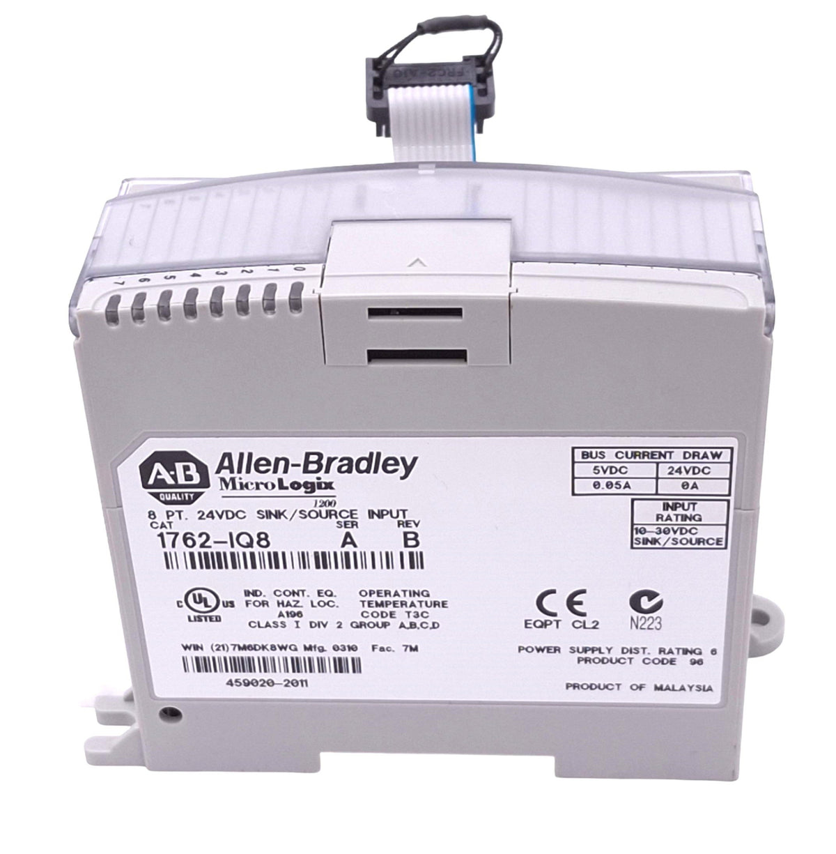 Used Allen Bradley 1762-IQ8 MicroLogix1200 DC Input Module, 8-Point, 10-30VDC Max