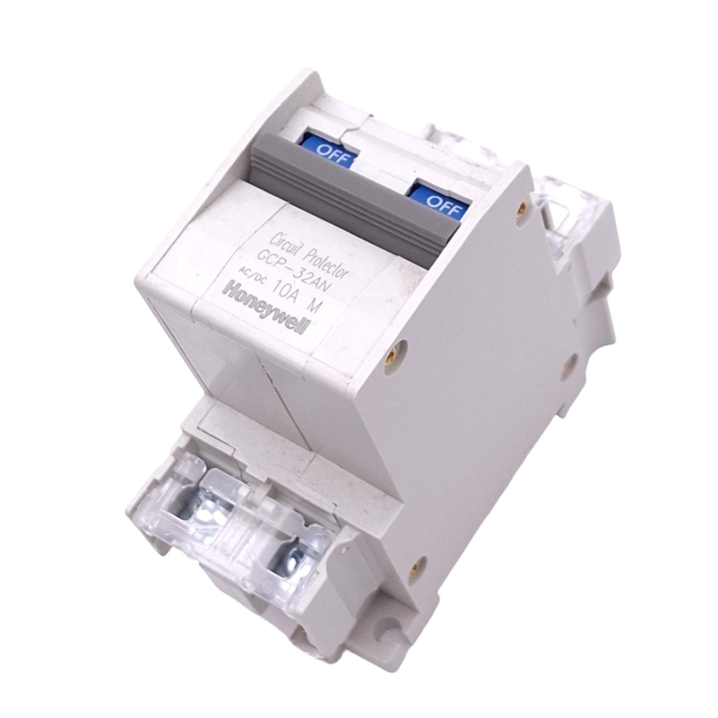 Used Honeywell GCP-32ANM10A Circuit Breaker, 2-Pole 10A, 250VAC 120VDC Max, DIN Rail
