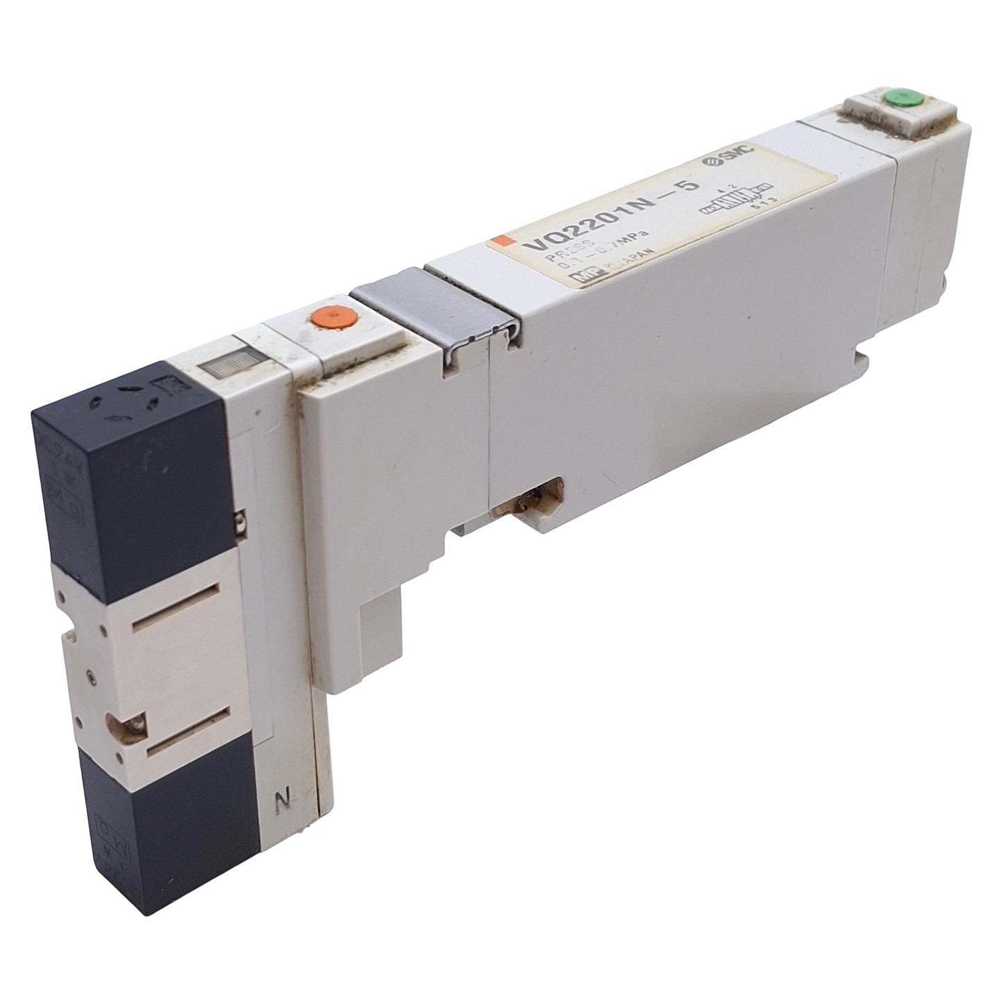 Used SMC VQ2201N-5 Solenoid Valve 2-Position, 0.1MPa-0.7MPa Operating, 24VDC Coil