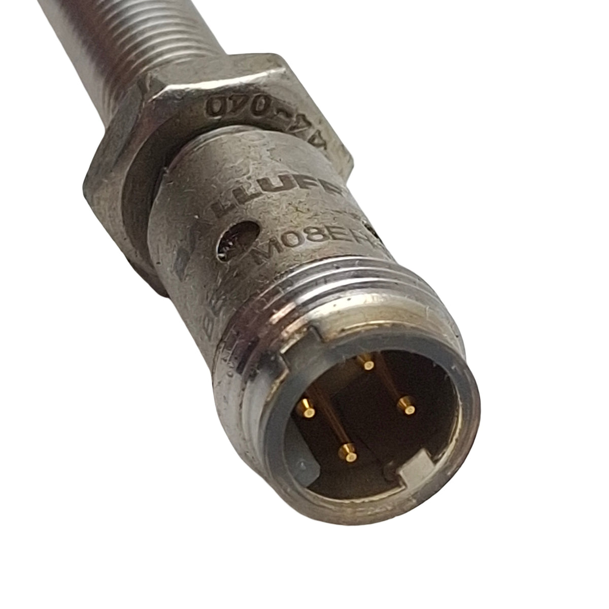 Used Balluff BES02N5 Inductive Sensor, PNP NO, 2mm Range, 10-30VDC, 4-Pin M12 Male