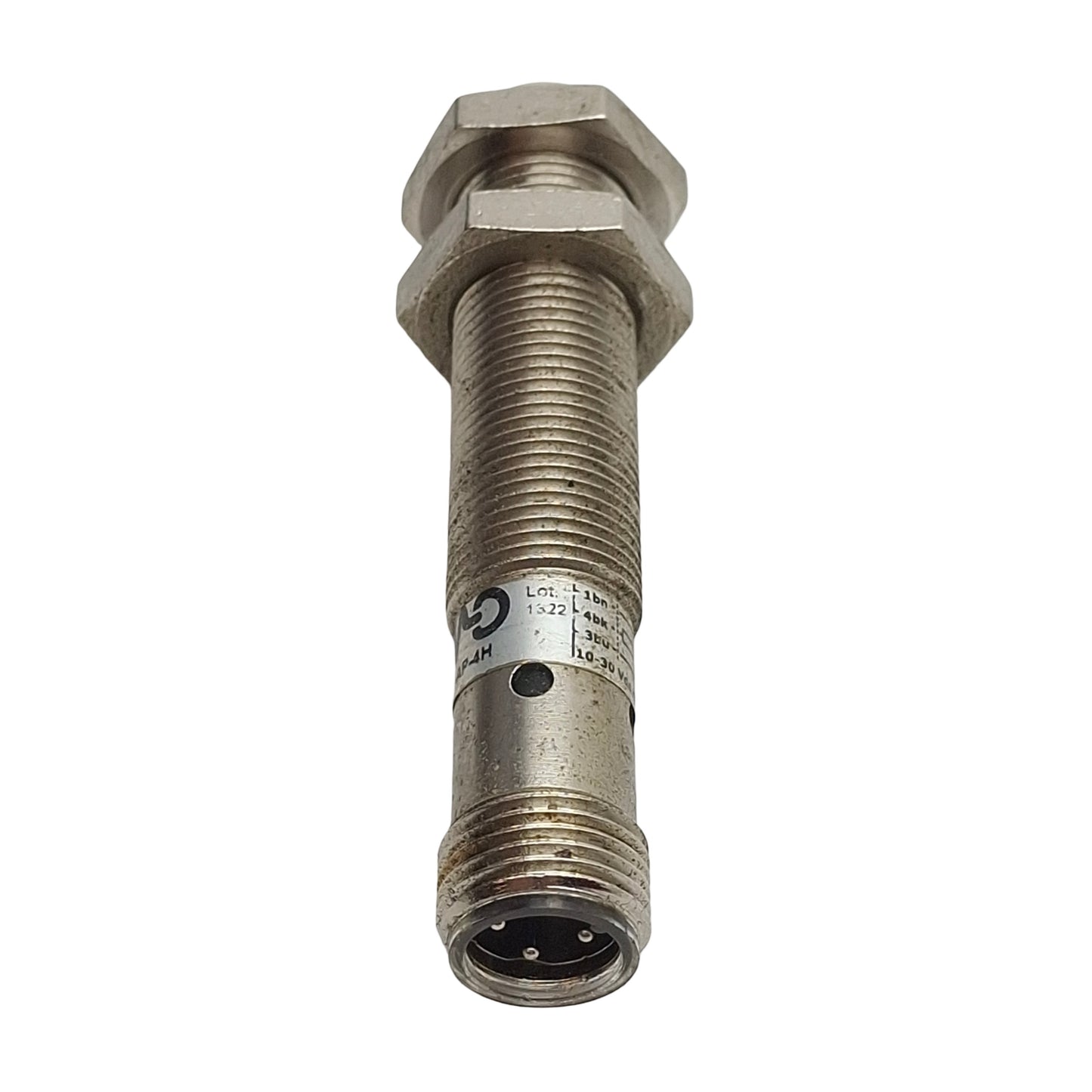 Used Micro Detectors AM1-AP-4H Proximity Sensor PNP NO, 8mm Range, 10-30VDC, 4Pin M12