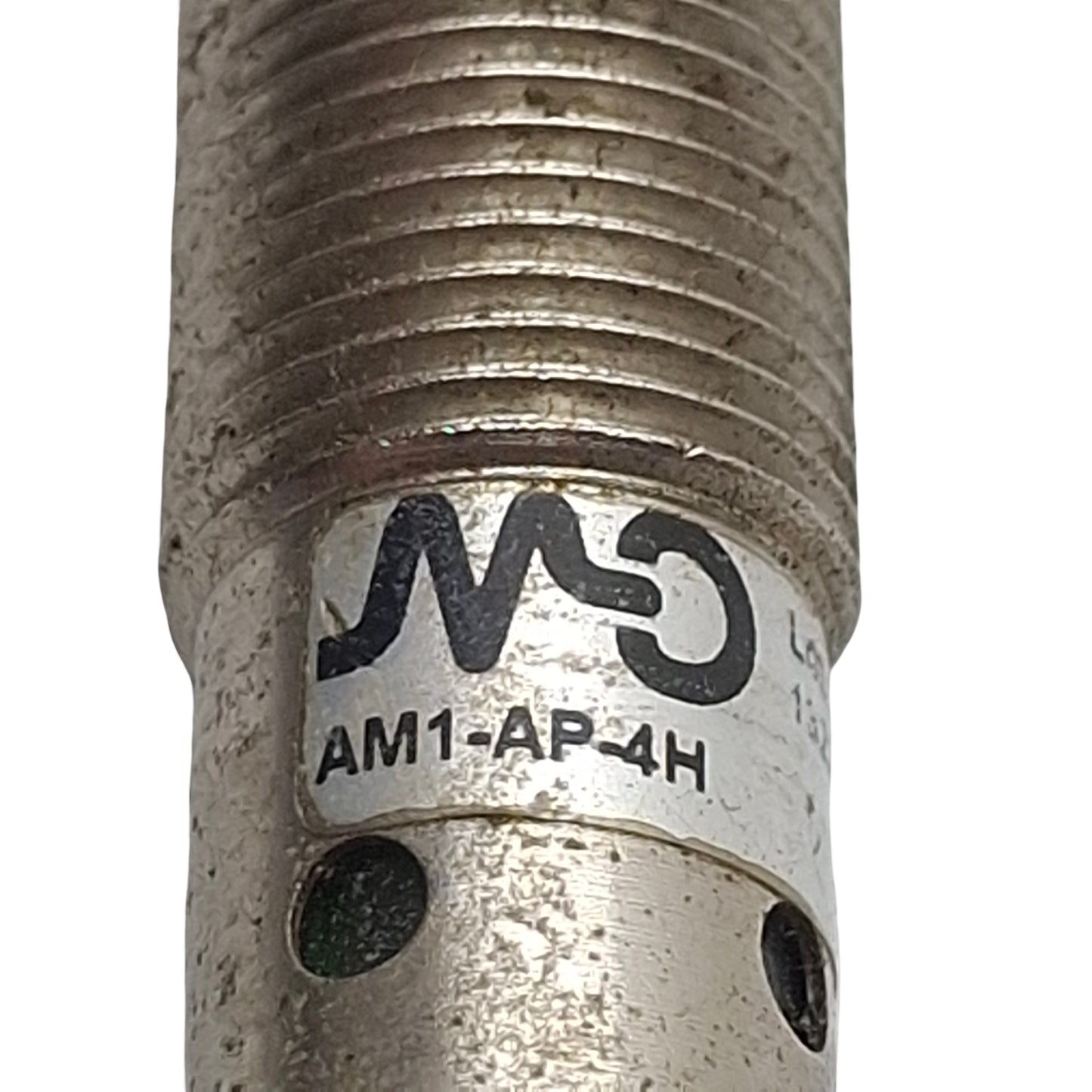 Used Micro Detectors AM1-AP-4H Proximity Sensor PNP NO, 8mm Range, 10-30VDC, 4Pin M12