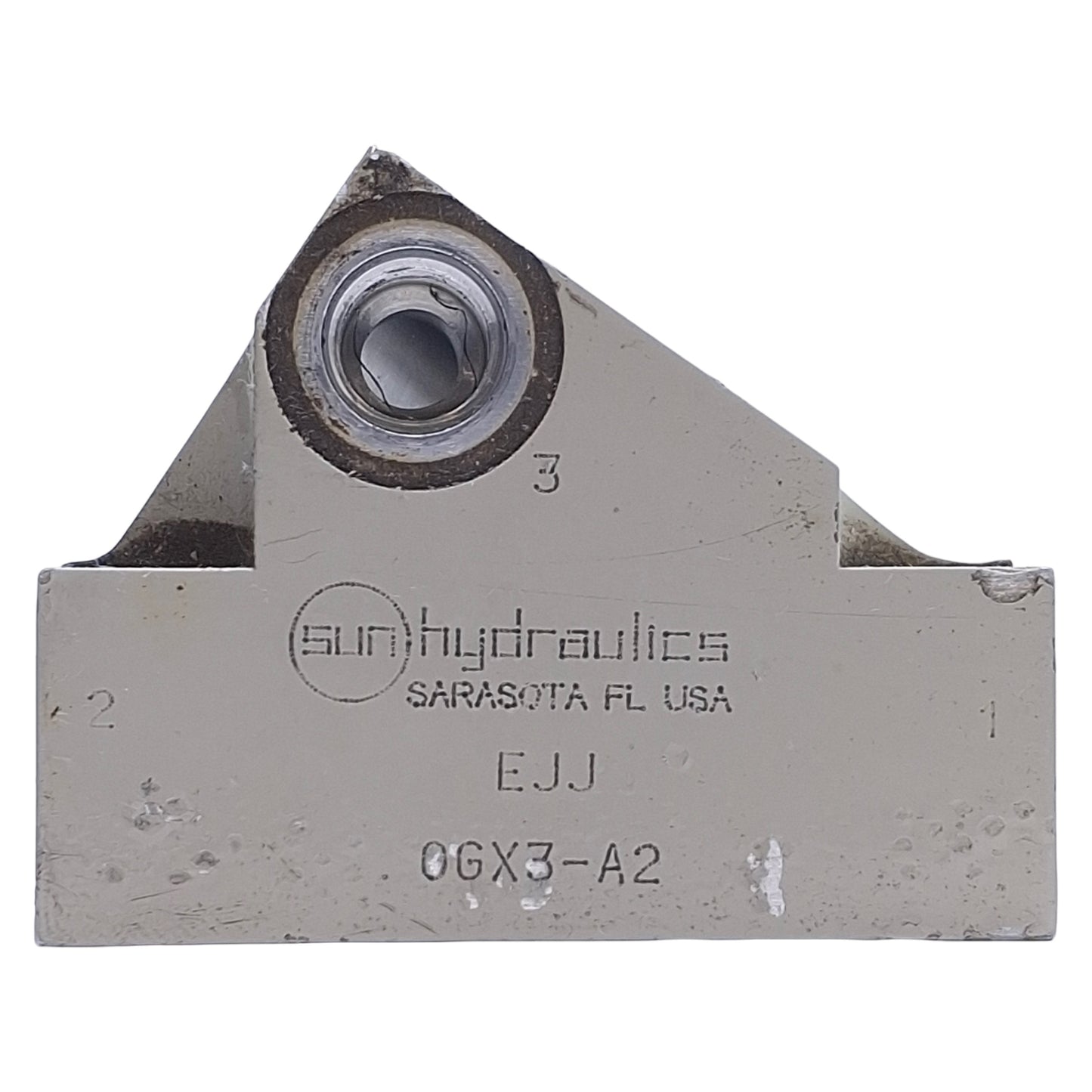 Used Sun Hydraulics EJJ Line Mount Manifold ø0.34" Hole, T-11A Cavity, SAE 8 Port
