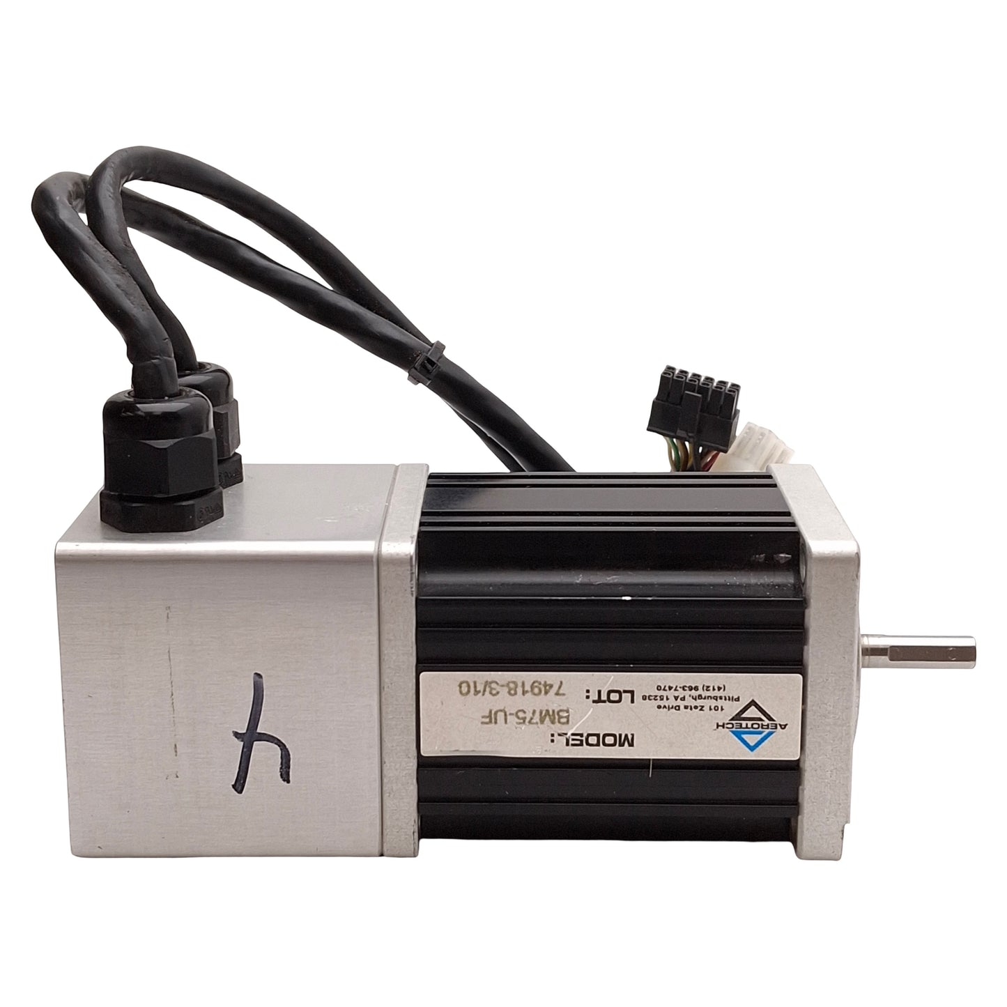 Used Aerotech BM75E Servo Motor 210W, 4000rpm, 75oz-in, 160VDC Bus, NEMA 23 *Flange*