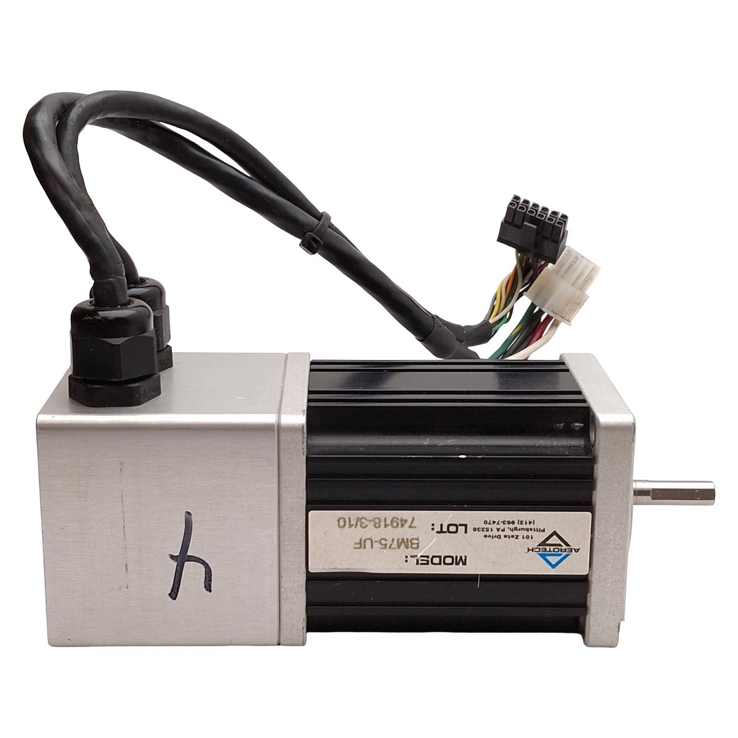 Used Aerotech BM75E Servo Motor 210W, 4000rpm, 75oz-in, 160VDC Bus, NEMA 23 *Flange*