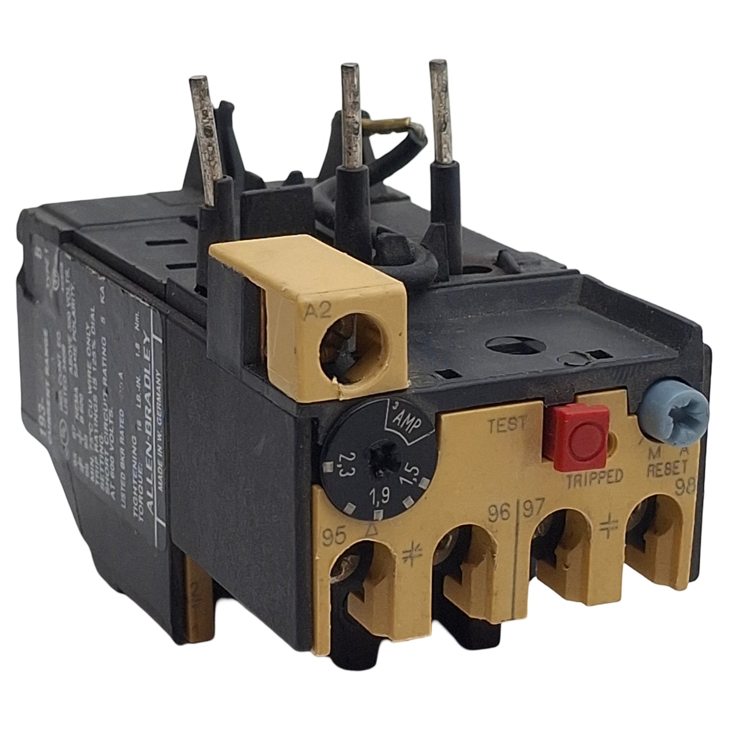 Used Allen Bradley 193-BSB22 Overload Relay 3-Pole 1NO 1NC 1.5-2.3A Range, 10A 600VAC