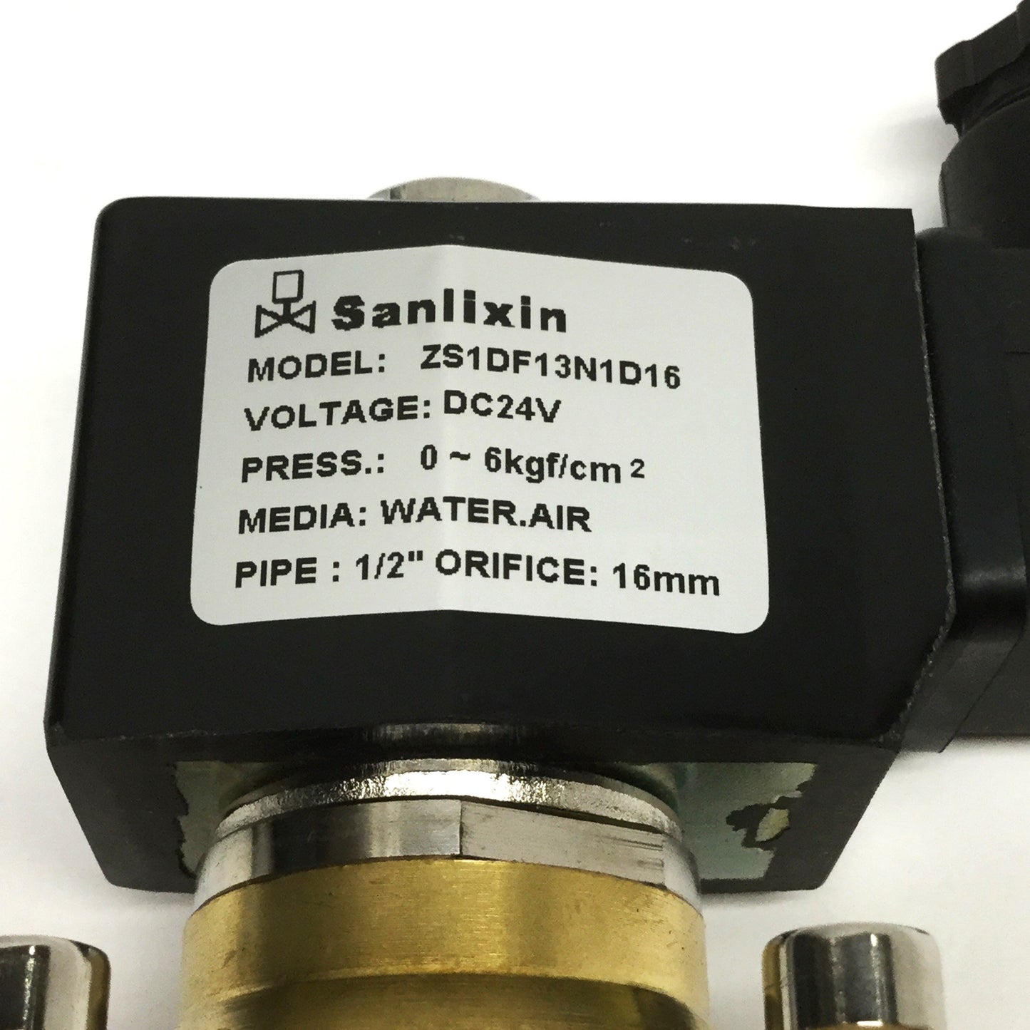 New – Open box Sanlixin ZS1DF13N1D16 Brass Solenoid Air/Water Valve 2-Way NC, G1/2" 24VDC 85psi