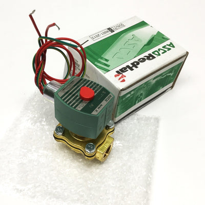 New – Open box ASCO 8210G094 RedHat Brass 2-Way Shutoff Air/Water Valve 24VDC, 1/2" NPT, 40psi
