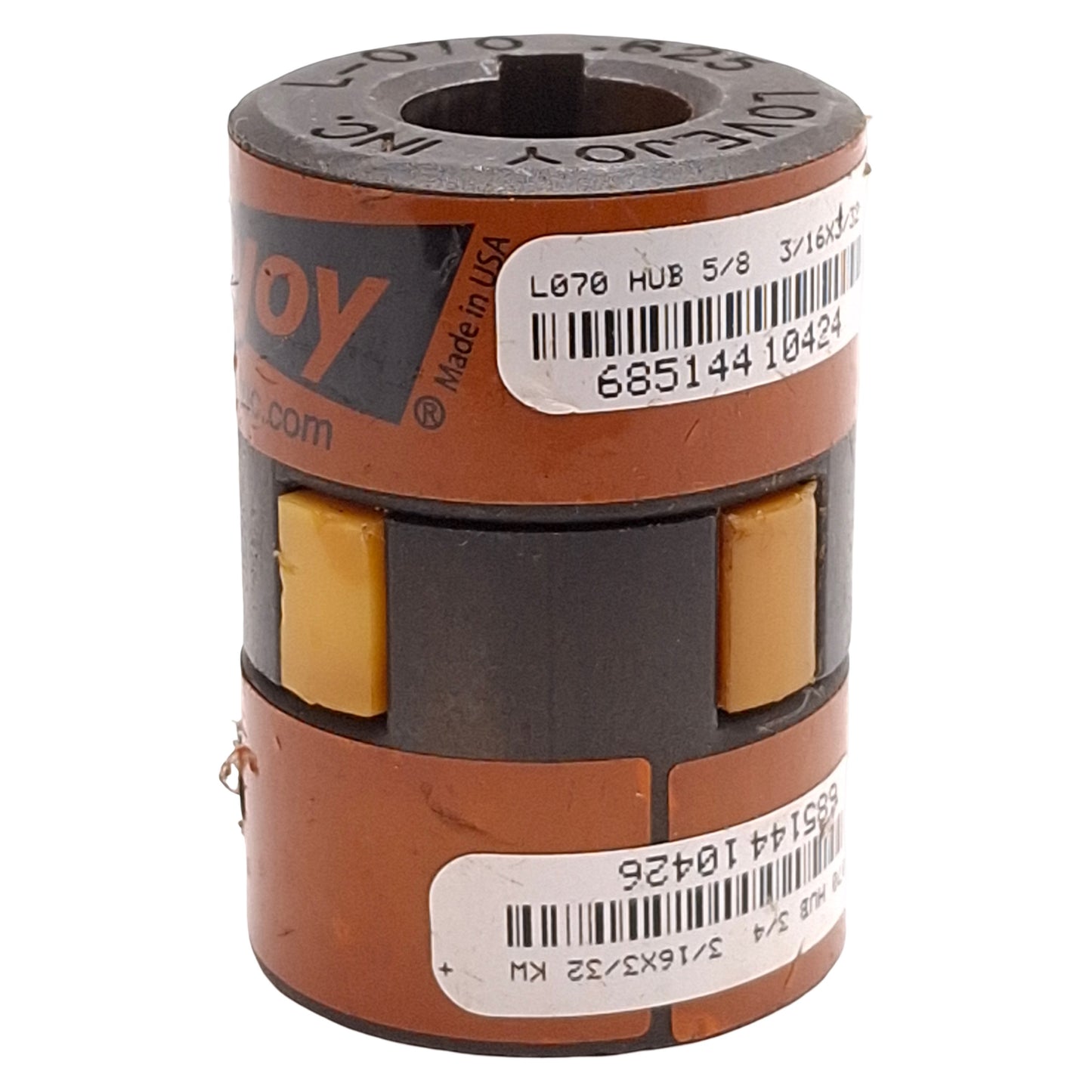 Used Lovejoy 685144 10426 10424 L-070 Steel Jaw Coupling, ø3/4in & ø5/8in Bores