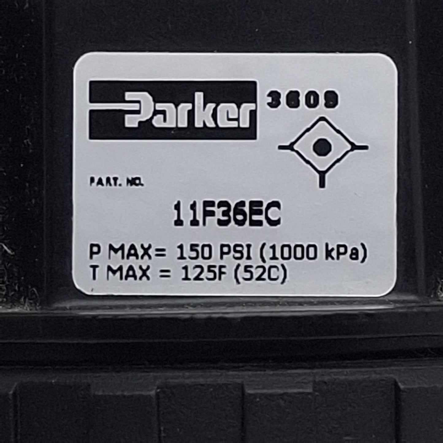 Used Parker 11F36EC Particulate/Coalescing Filter, 1/2in NPT, Grade 6, 150psi Max