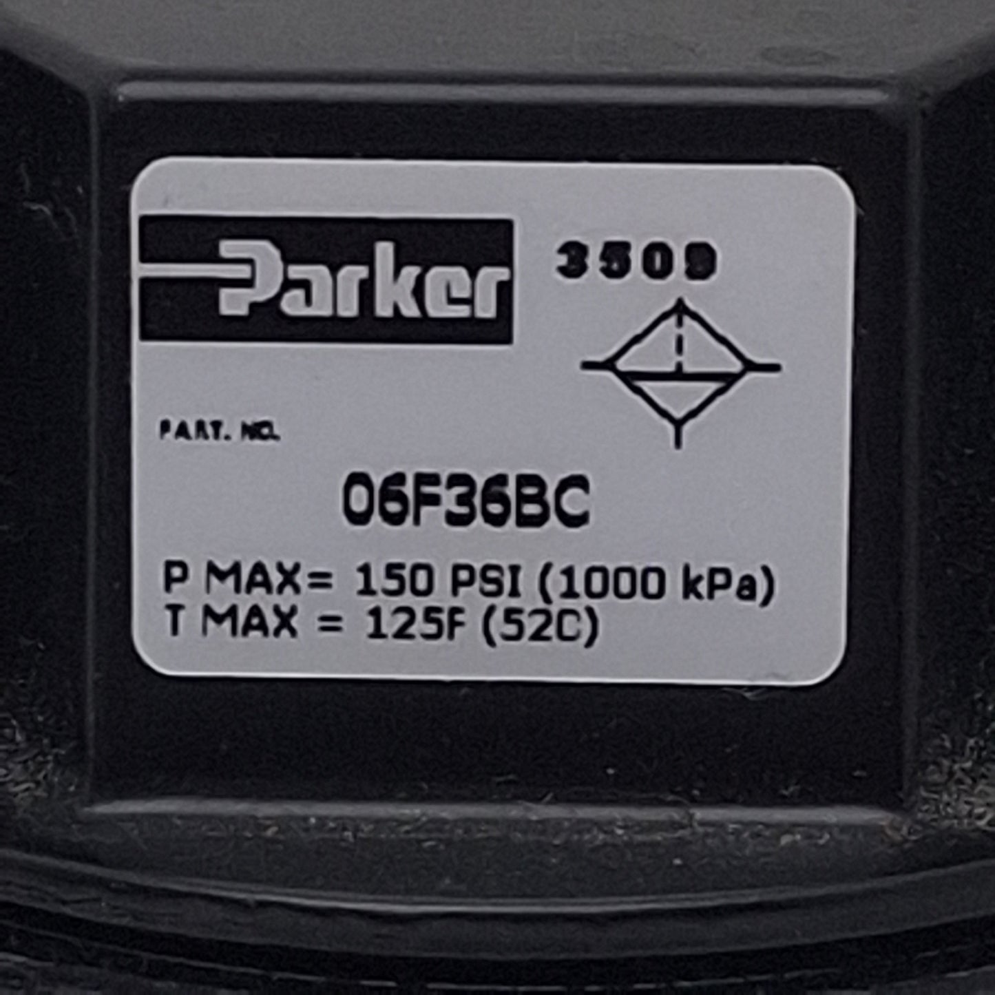 Used Parker 06F36BC Particulate & Coalescing Filter, 1/2in NPT, 5µm, 150psi Max