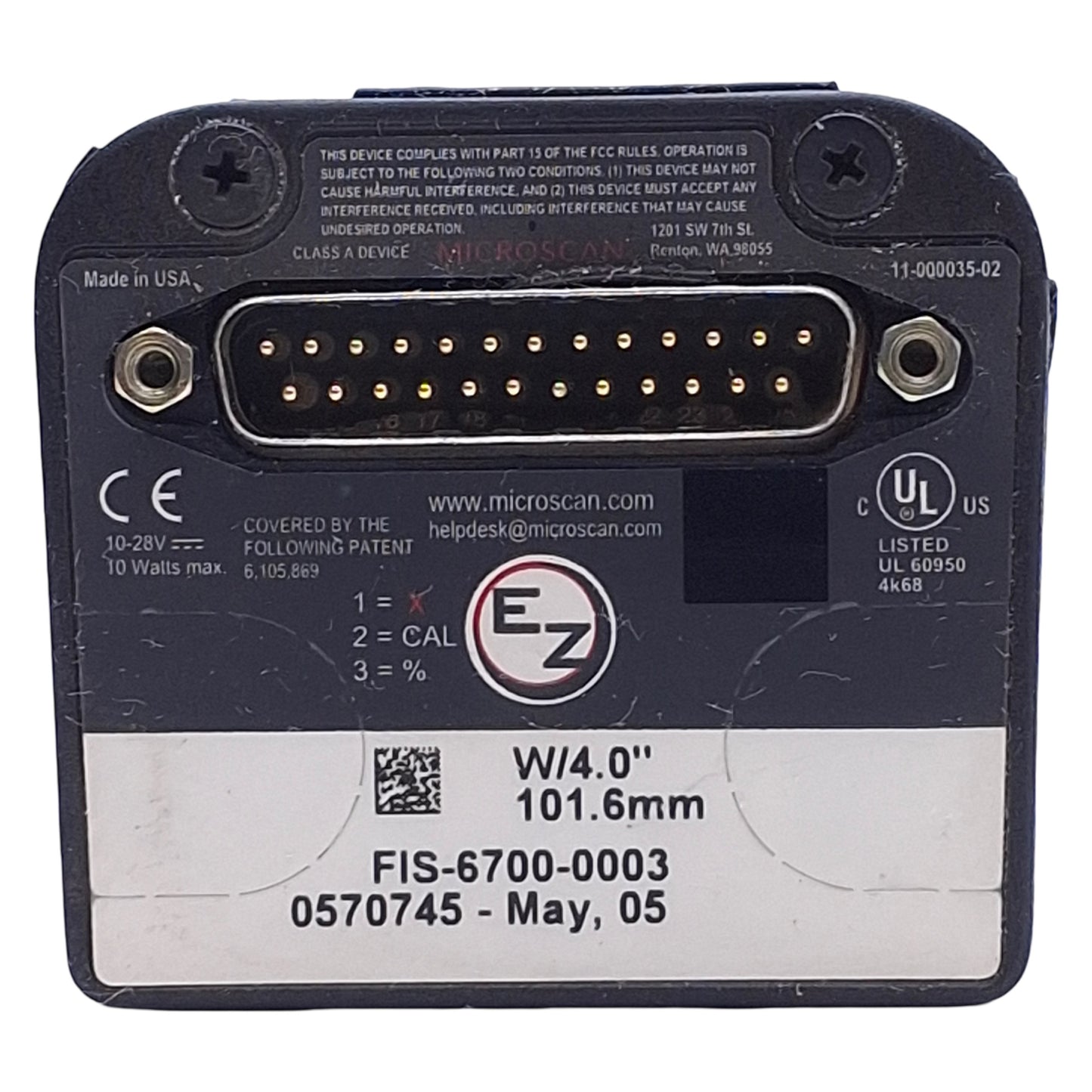 Used Microscan FIS-6700-0003 Quadrus EZ Fixed Scanner Barcode Reader Verifier Decoder