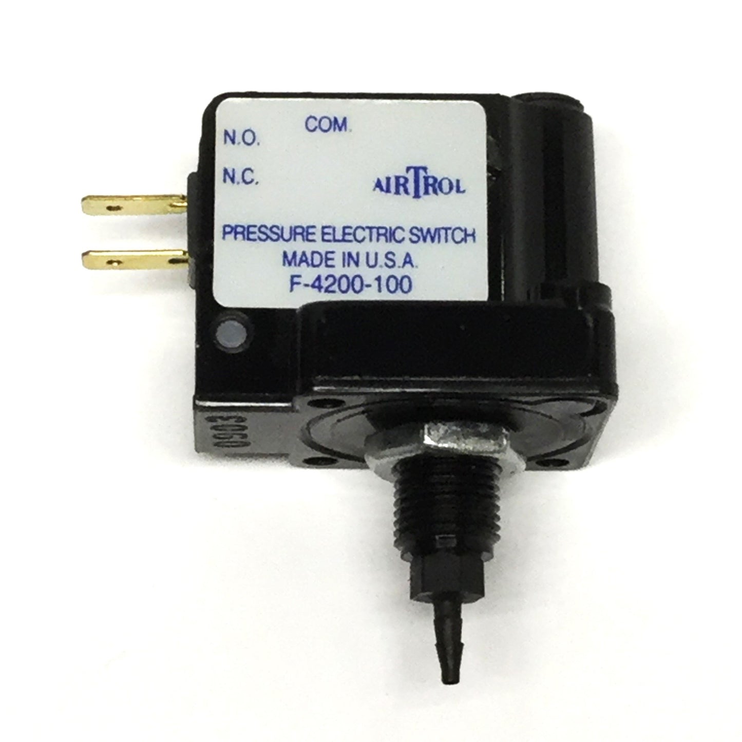Used AirTrol F-4200-100 Adjustable Pressure Switch, 10A SPDT, 1-100psi, ⌀1/16" Barb