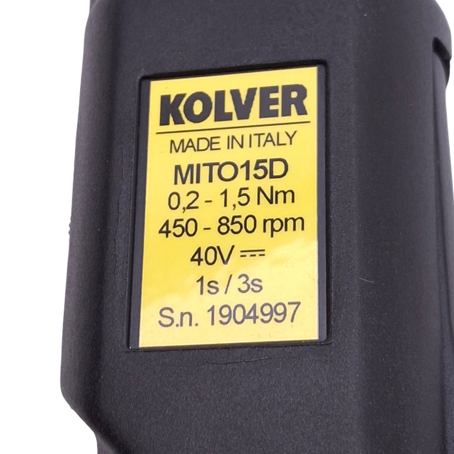 Used Kolver MITO15D Torque Screwdriver, 1/4" Hex, 0.2-1.5Nm, 450-850rpm, 40VDC