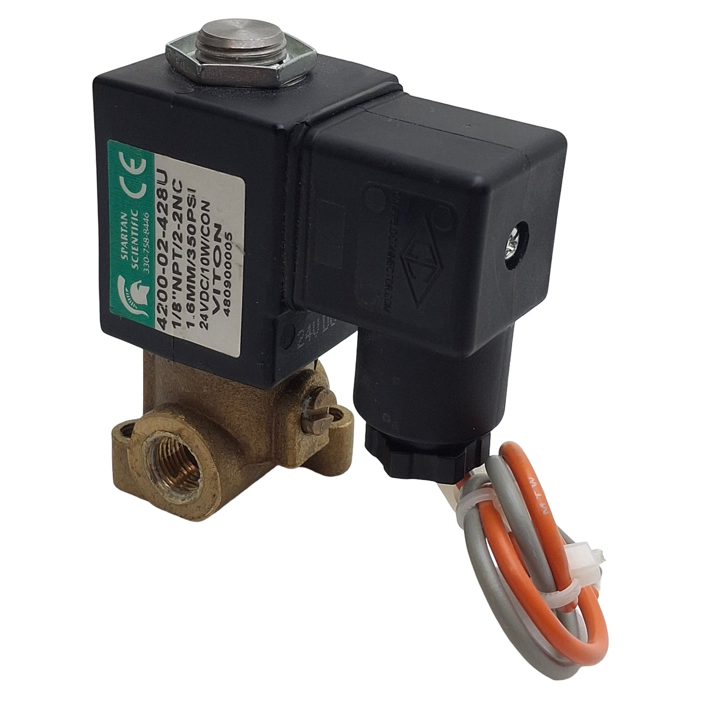 Used Spartan 4200-02-428U Solenoid Valve, 2NC, 2-Way, 1/8in NPT, 350psi, 24VDC Coil