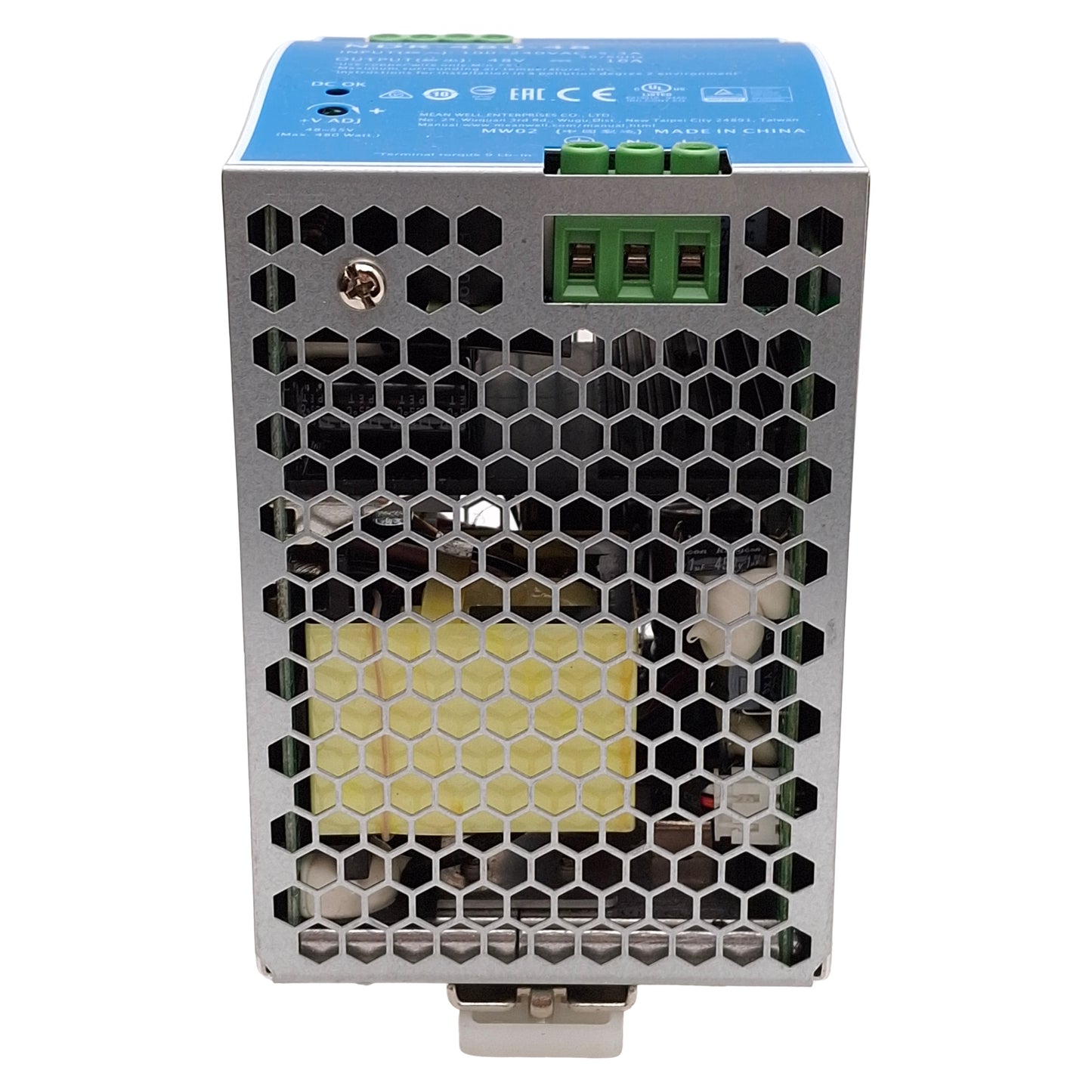 Used Mean Well NDR-480-48 DIN Rail Power Supply, 480W, 100-240VAC Input, 48VDC Output