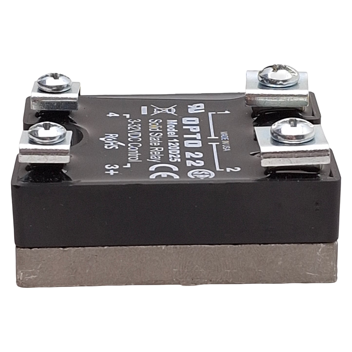 Used Opto 22 120D25 Solid State Relay, SPST-NO, 120VAC 10A Line, 3-32VDC Control