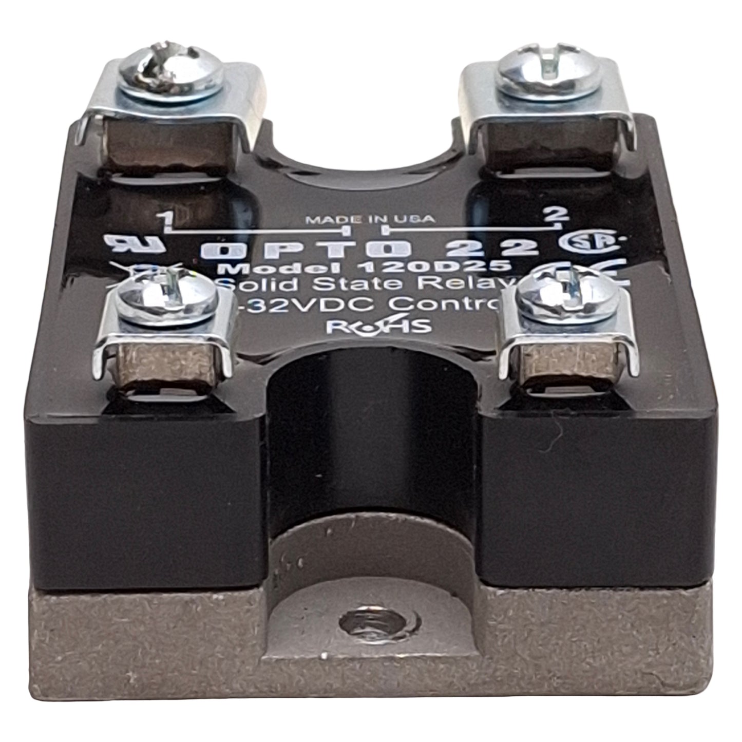 Used Opto 22 120D25 Solid State Relay, SPST-NO, 120VAC 10A Line, 3-32VDC Control