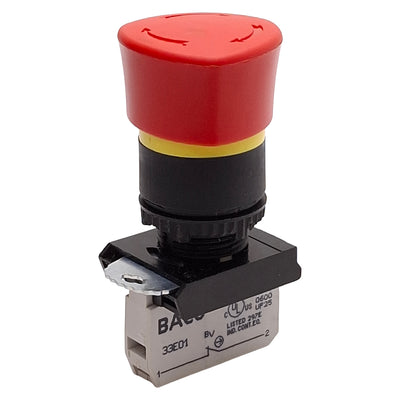 Used Baco L22ER01-3E01 Red Push-Turn E-Stop Pushbutton, ø22mm, 1NC, 10A 690VAC