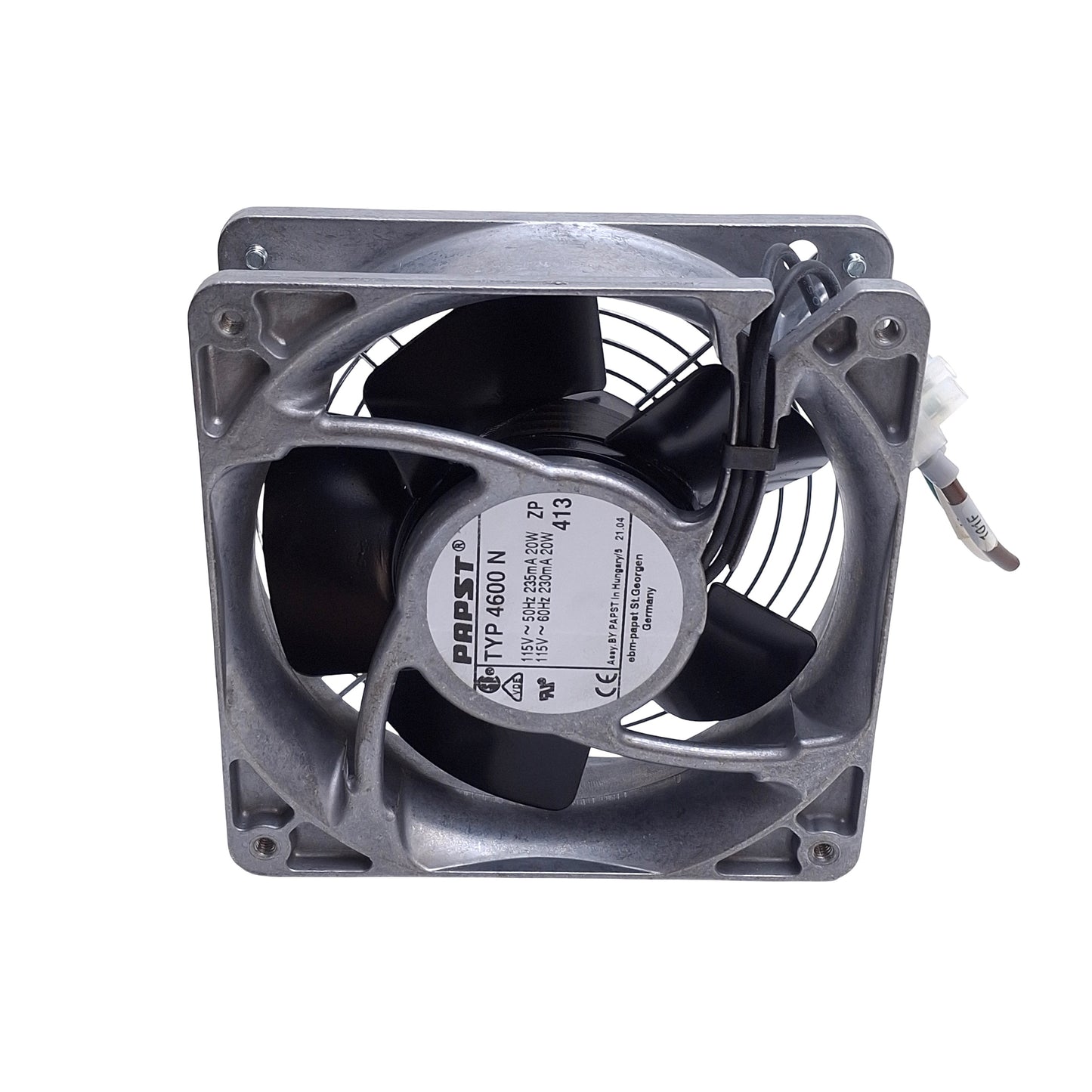 Used Papst TYP 4600N Tube Axial Compact Fan Metal Housing, 115VAC, 3100RPM, 105.9CFM