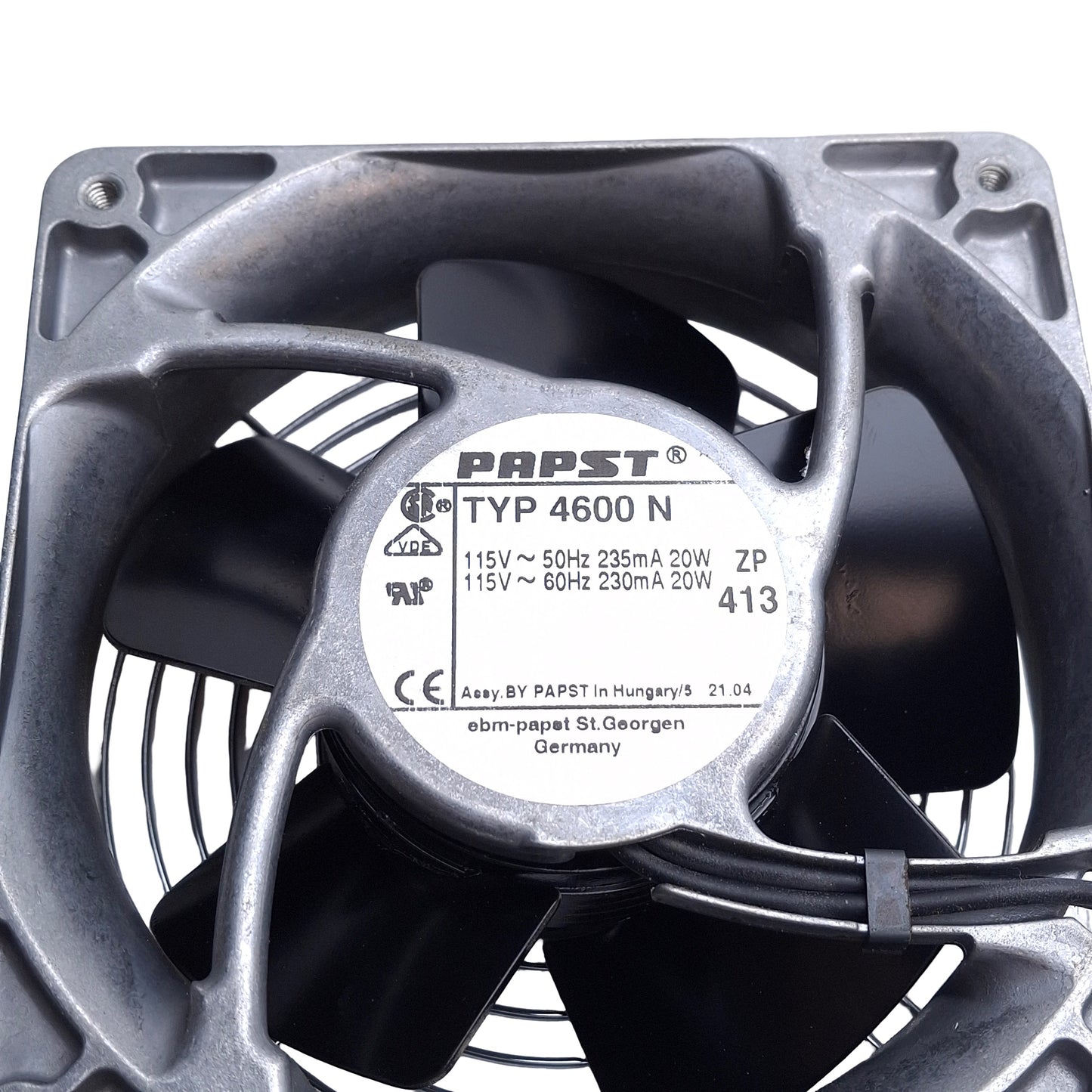 Used Papst TYP 4600N Tube Axial Compact Fan Metal Housing, 115VAC, 3100RPM, 105.9CFM