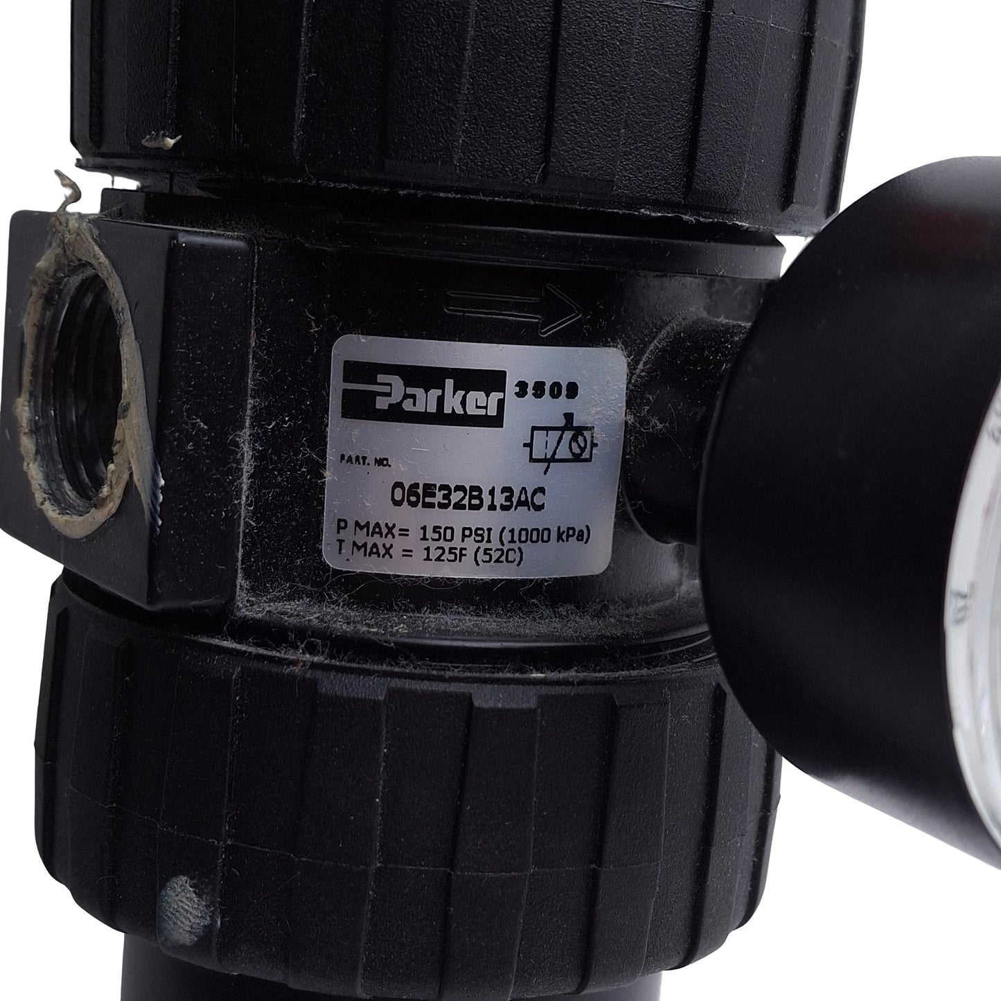 Used Parker 06E32B13AC Prep-Air Filter Regulator, 5µm, 2-125psi Set Press., 1/2in NPT