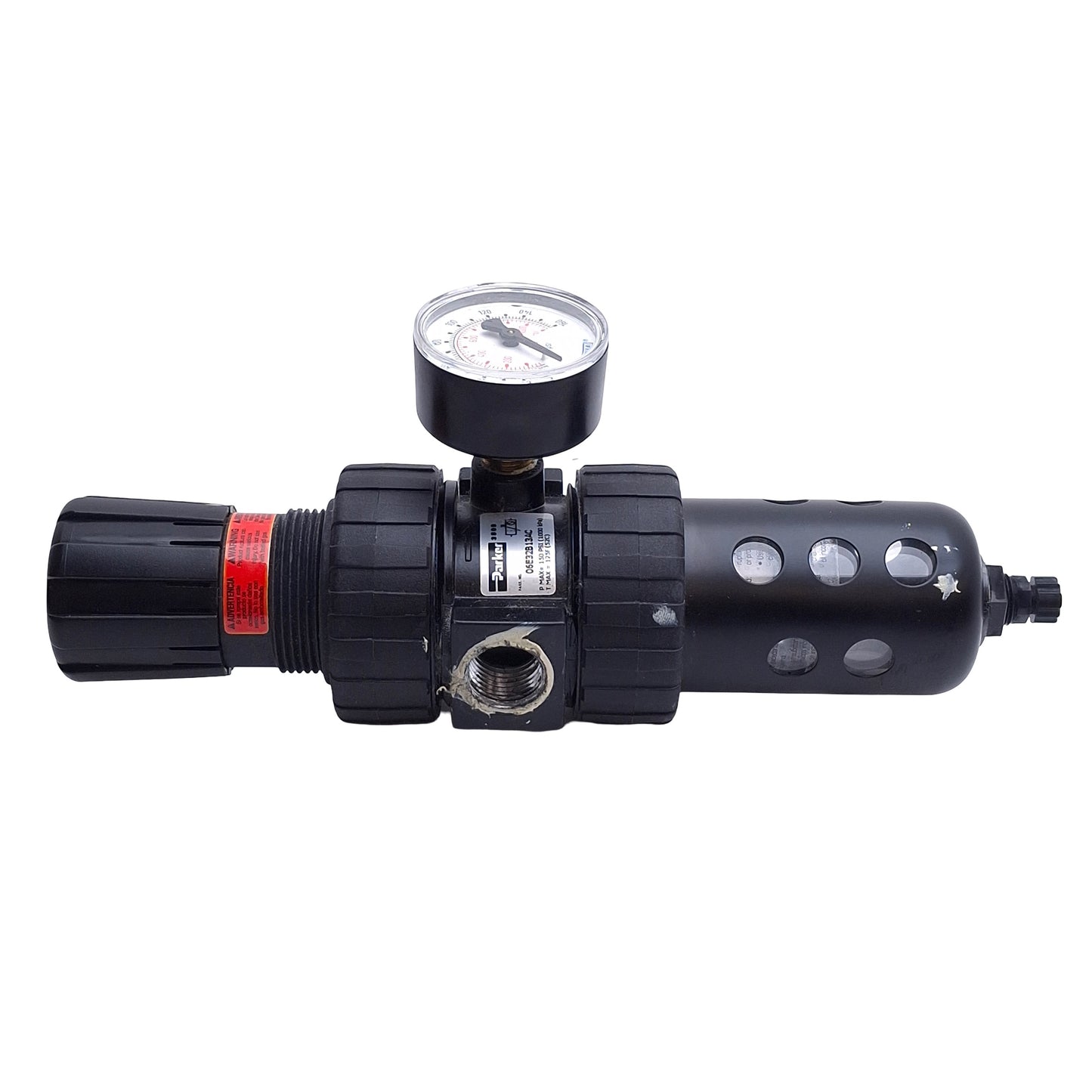 Used Parker 06E32B13AC Prep-Air Filter Regulator, 5µm, 2-125psi Set Press., 1/2in NPT