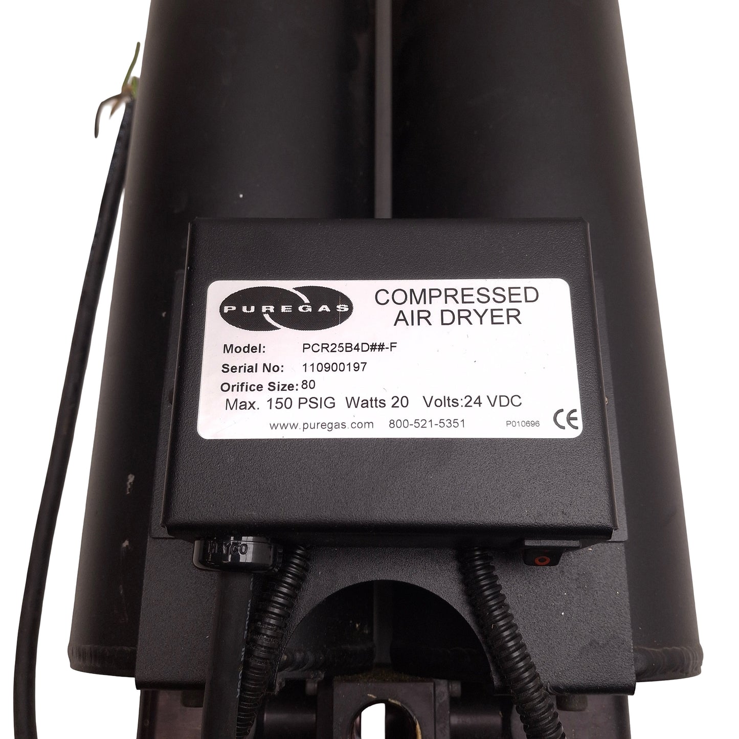 Used Puregas PCR25B4D##-F Compressed Air Dryer, 3/8in NPT, 50-150psi, 24VDC 20W