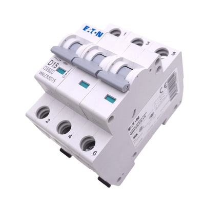 New Eaton WMZS3D15 Circuit Breaker, 3-Pole, 15A, 277/480VAC Max, DIN Rail