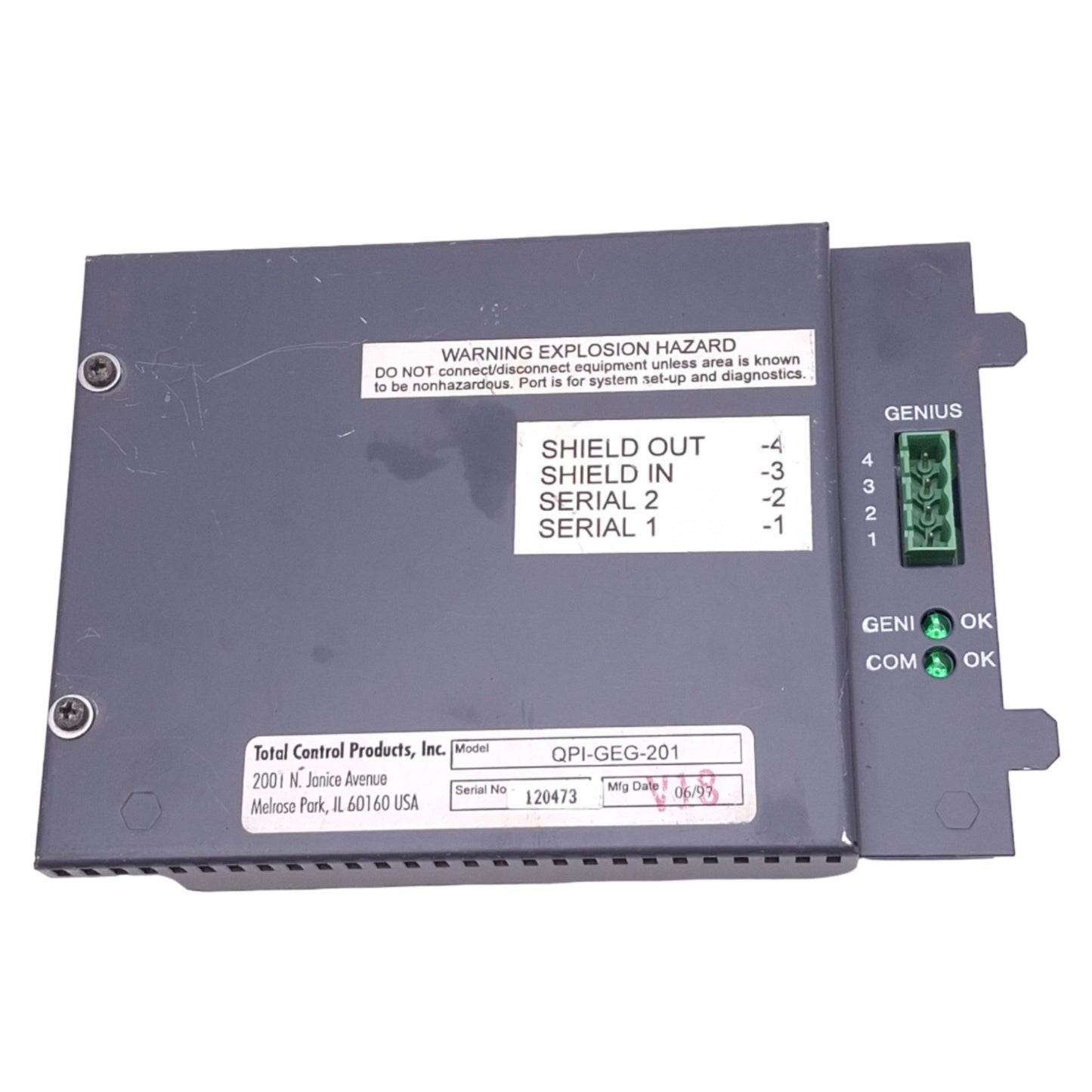 Used Total Control Products QPI-GEG-201 I/O Module for Quick Panel Genius Interface