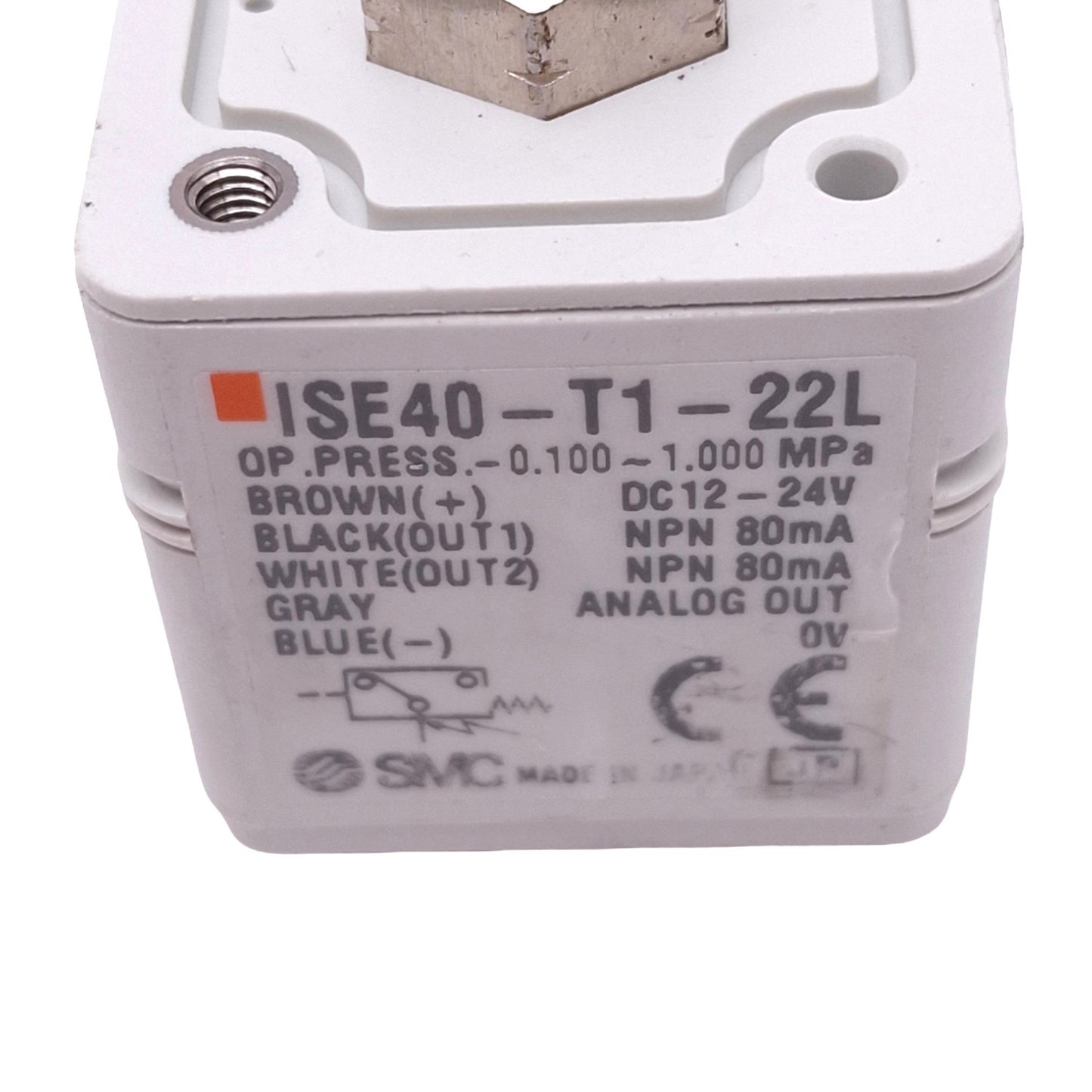 Used SMC ISE40-T1-22L Digital Pressure Switch, -0.1~1MPa 1/8NPT, NPN 80mA 12-24VDC