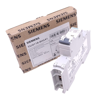 New Siemens 5SJ4118-8HG41 Circuit Breaker, 1-Pole 15A, 230VAC Max, DIN Rail