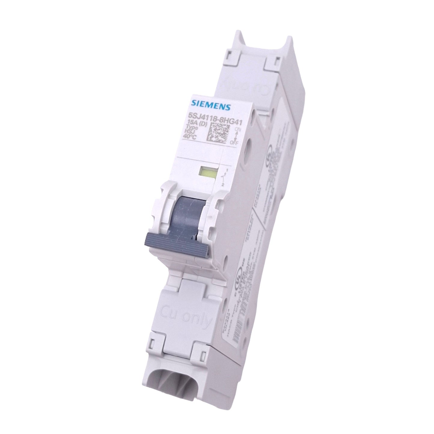 New Siemens 5SJ4118-8HG41 Circuit Breaker, 1-Pole 15A, 230VAC Max, DIN Rail