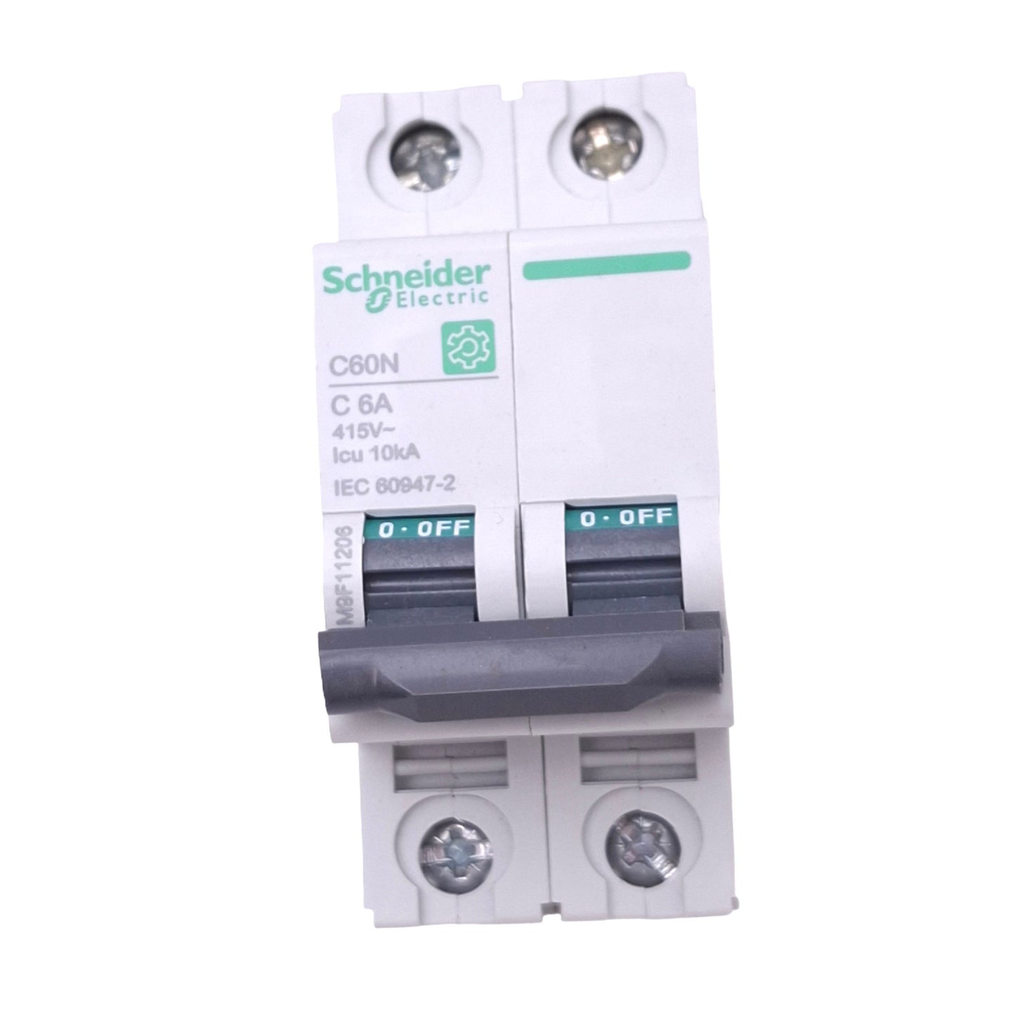 Used Schneider Electric M9F11206 C60NC6A Circuit Breaker, 2-Pole 6A, 415VAC Max