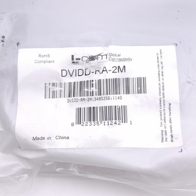 New LCOM DVIDD-RA-2M Dual Link DVI-D Cable, Male to 90° Male, 2m Length