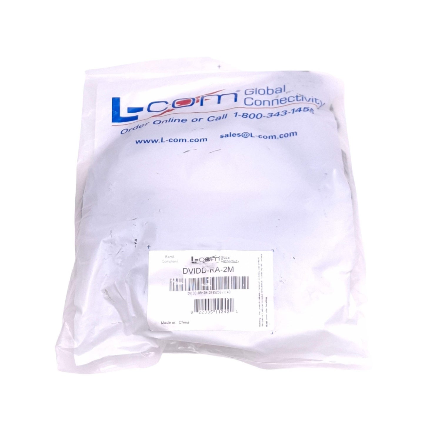 New LCOM DVIDD-RA-2M Dual Link DVI-D Cable, Male to 90° Male, 2m Length